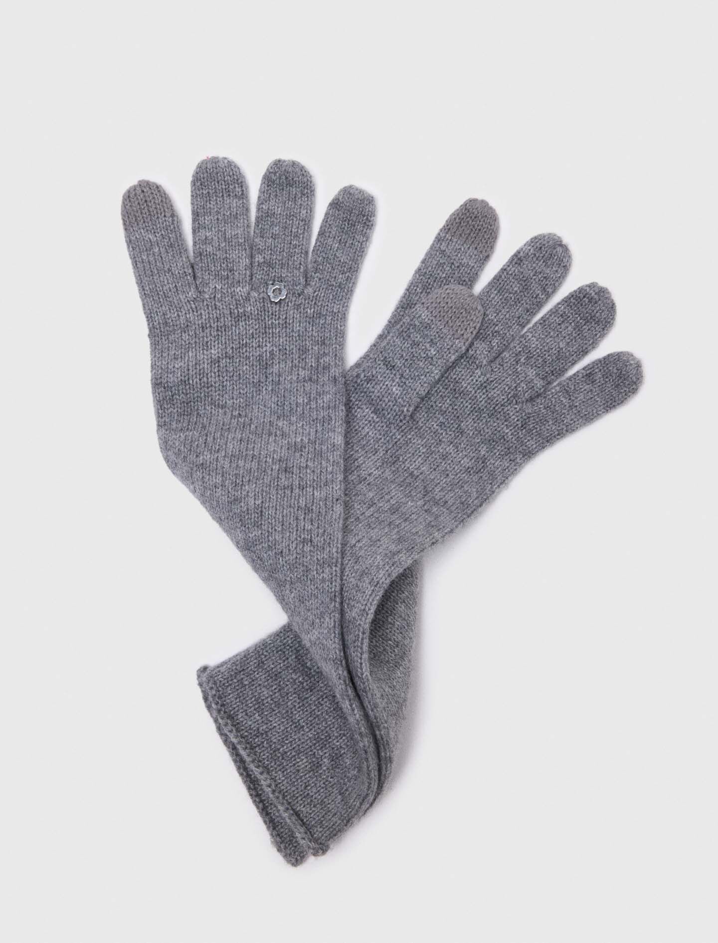 Long wool and cashmere gloves Black / Gray for Women | Maje