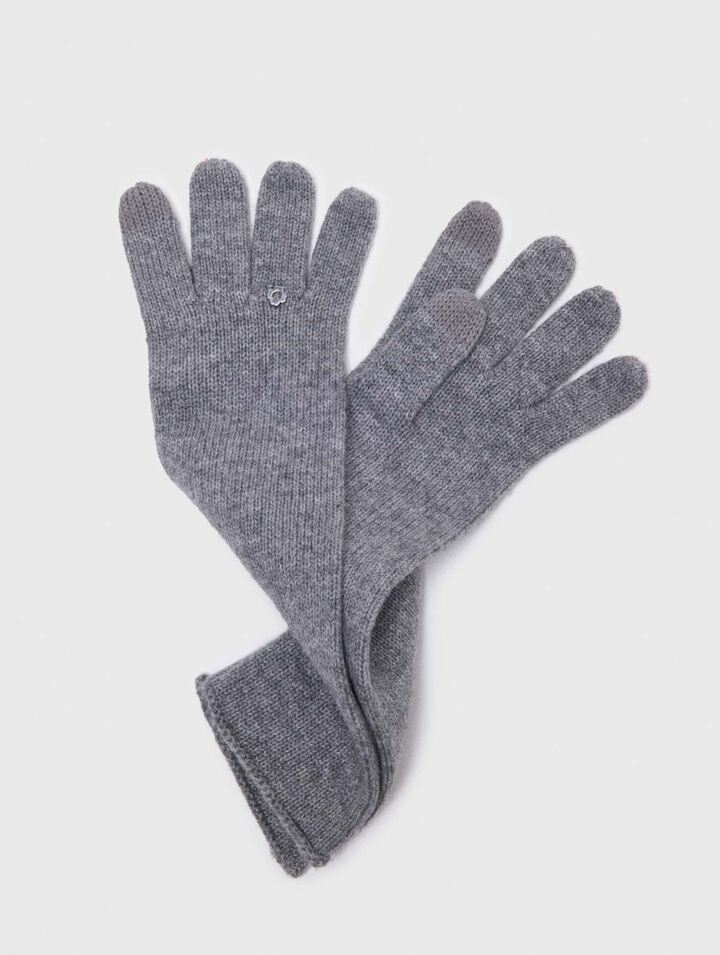 Long wool and cashmere gloves