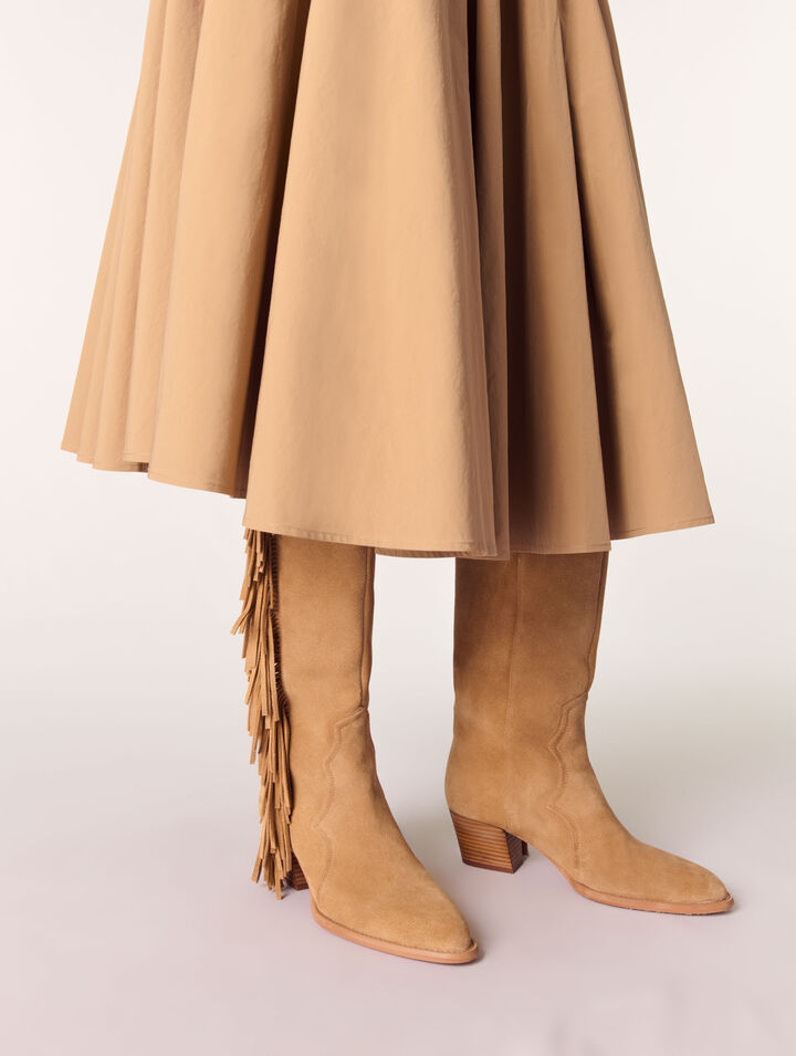 Cotton pleated maxi skirt
