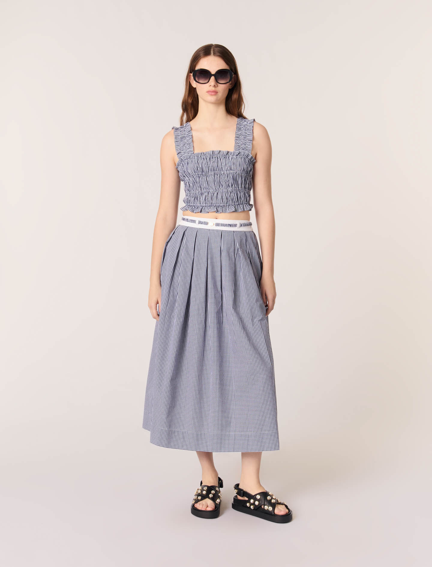 maje★スカート Gingham maxi skirt Bicolor for Women | Maje