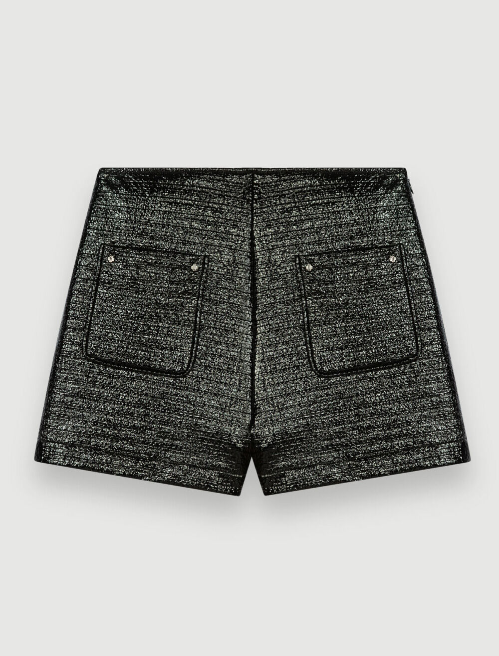 Embossed tweed and black vinyl shorts - Offline_Skirts