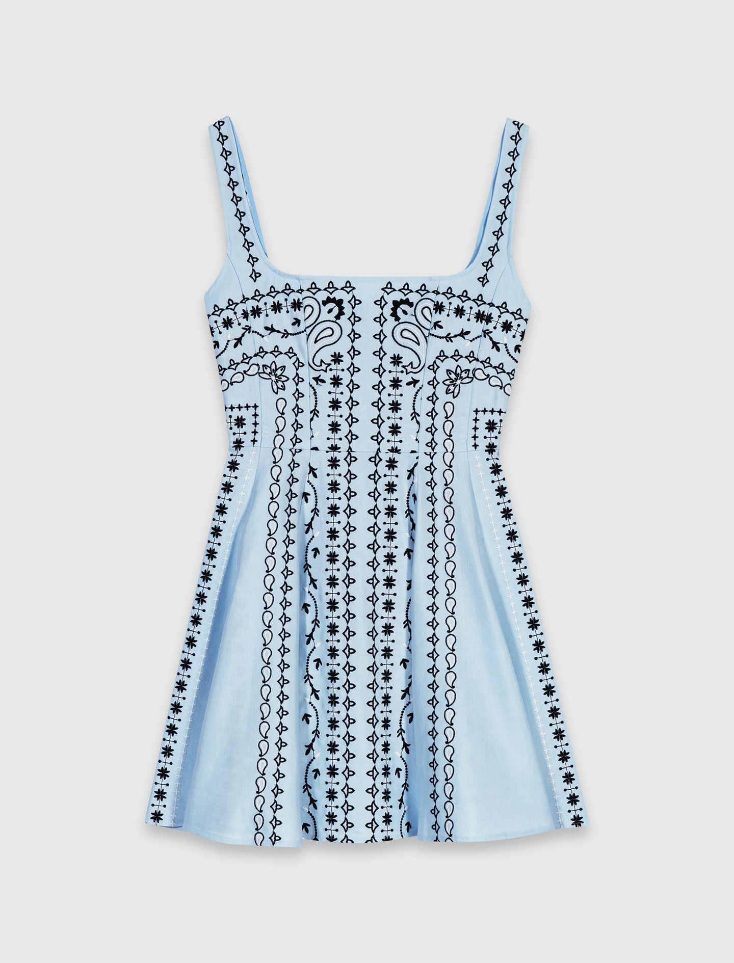 Short embroidered linen-blend dress 7