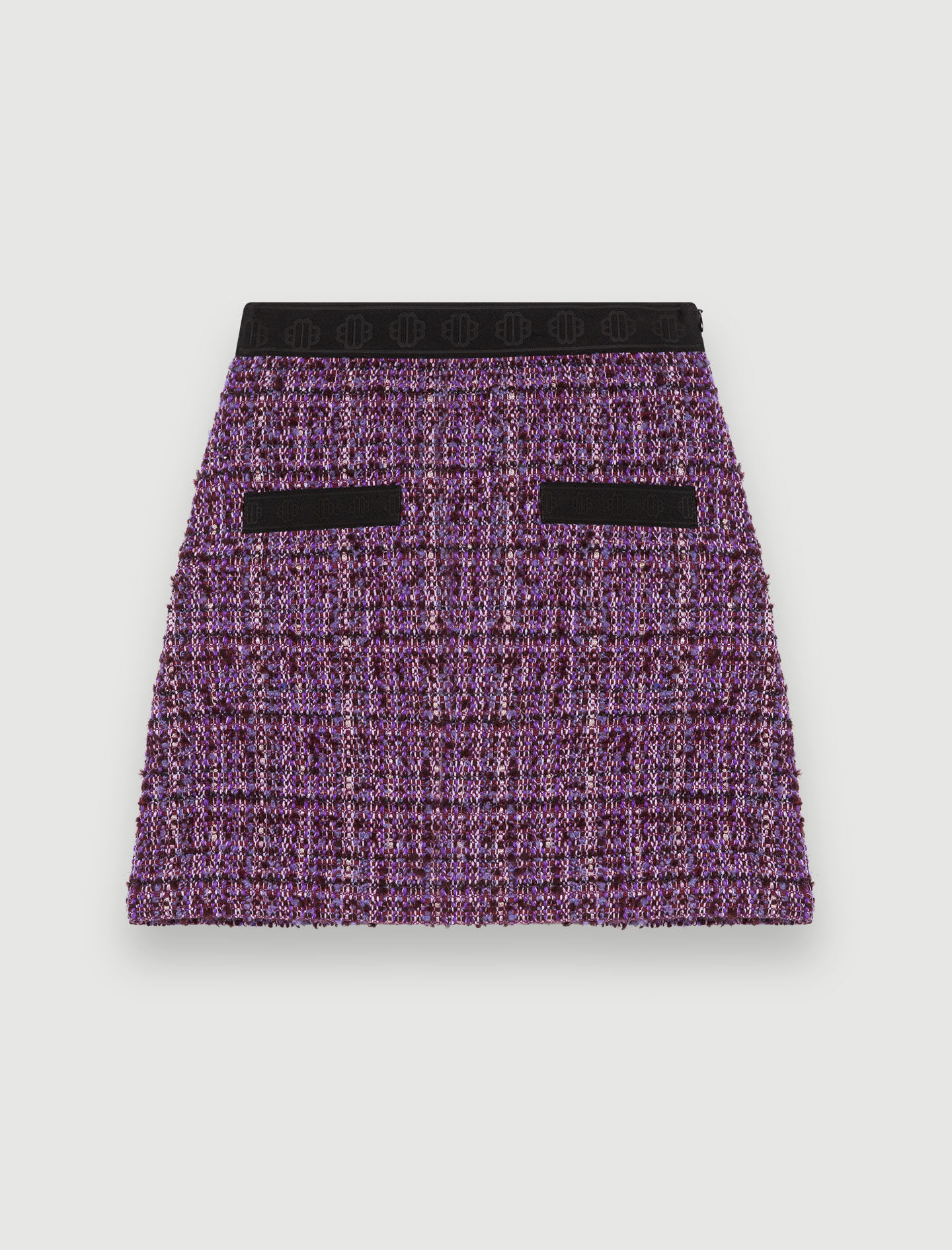 Purple tweed skirt with contrasts Purple for Women | Maje