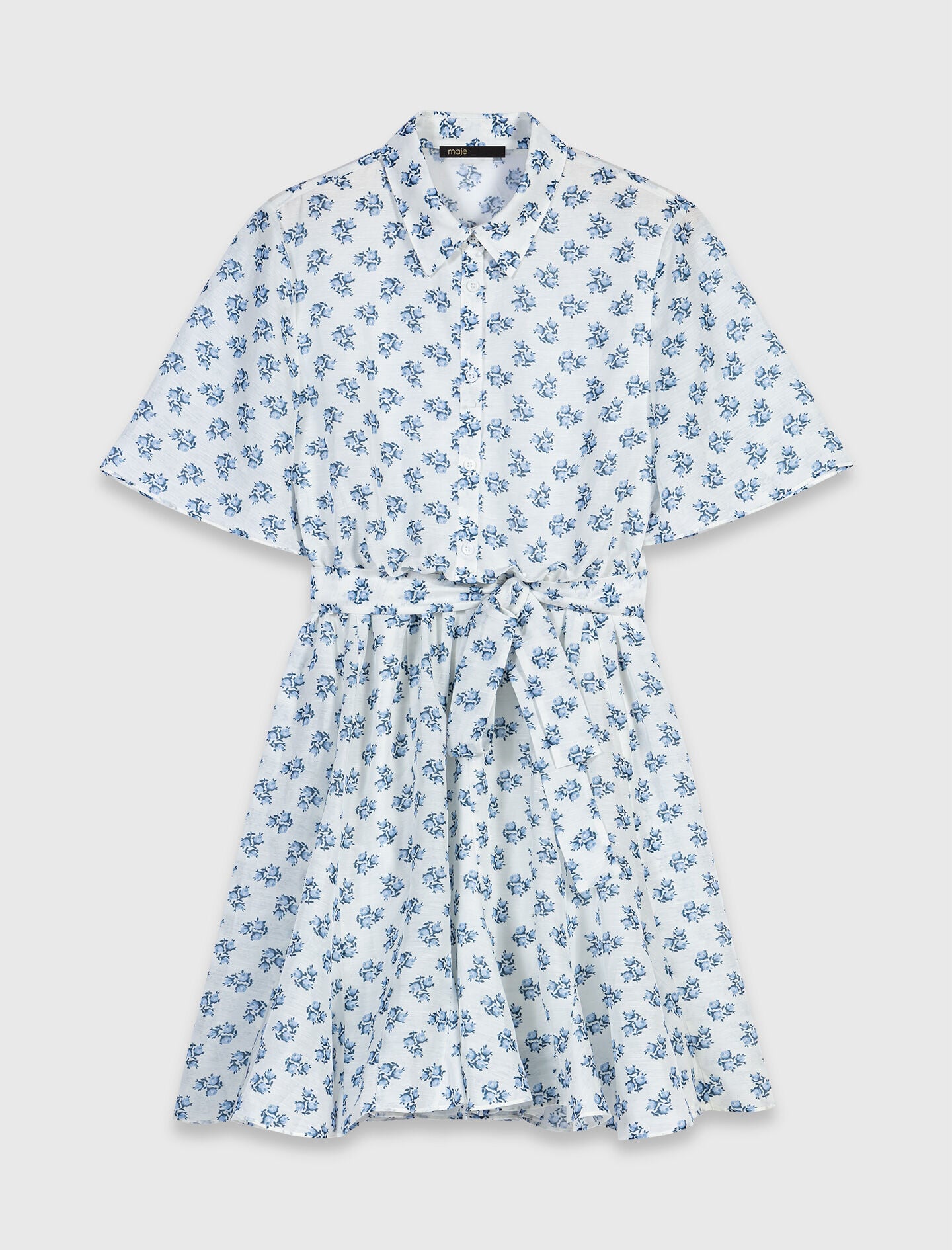 Short patterned linen-blend dress 6