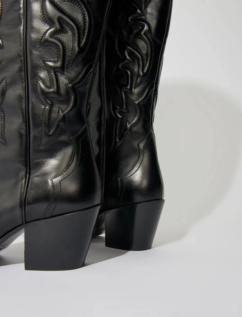 Western leather boots Black / Gray for Women | Maje