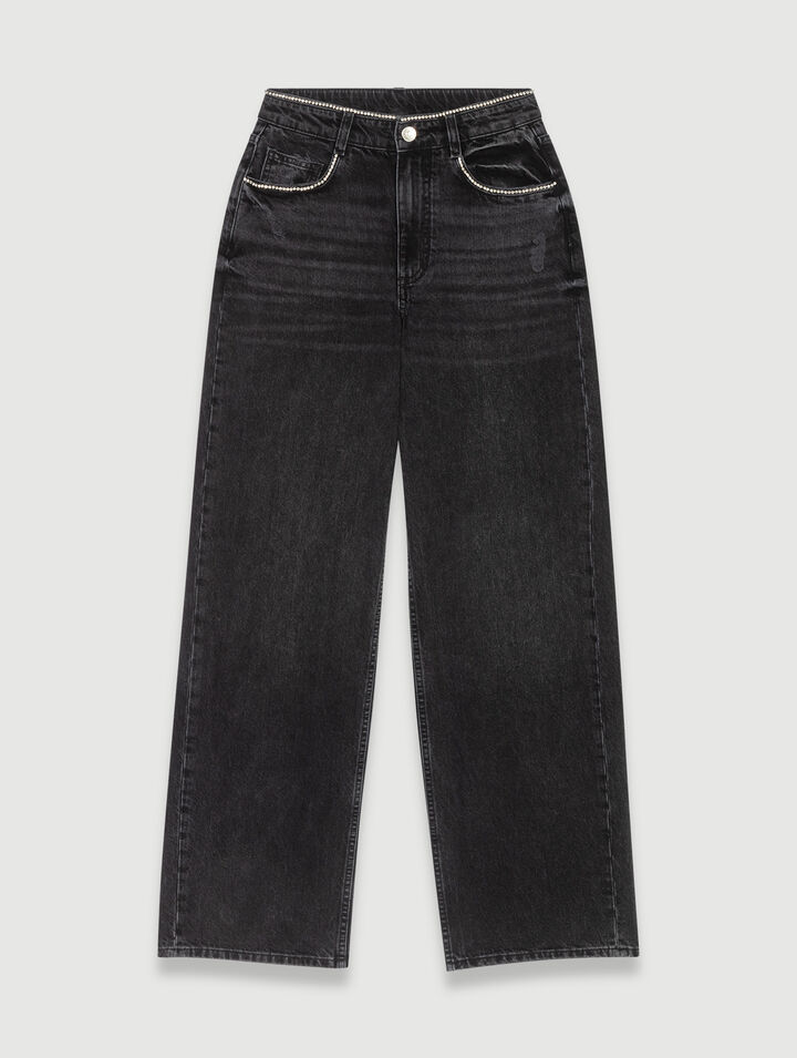 Wide-leg jeans with rhinestones