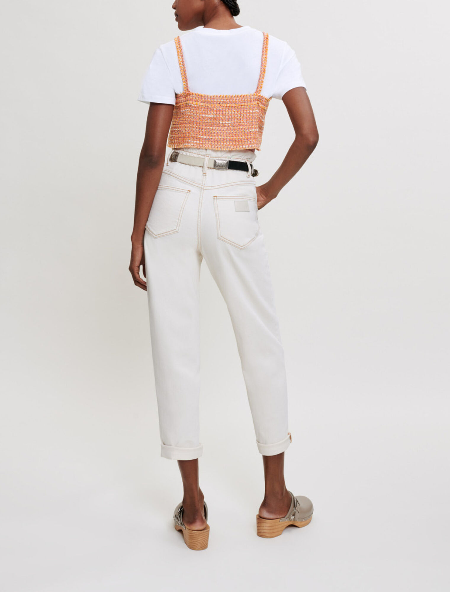 Trompe l'oeil jersey and tweed tee-shirt
