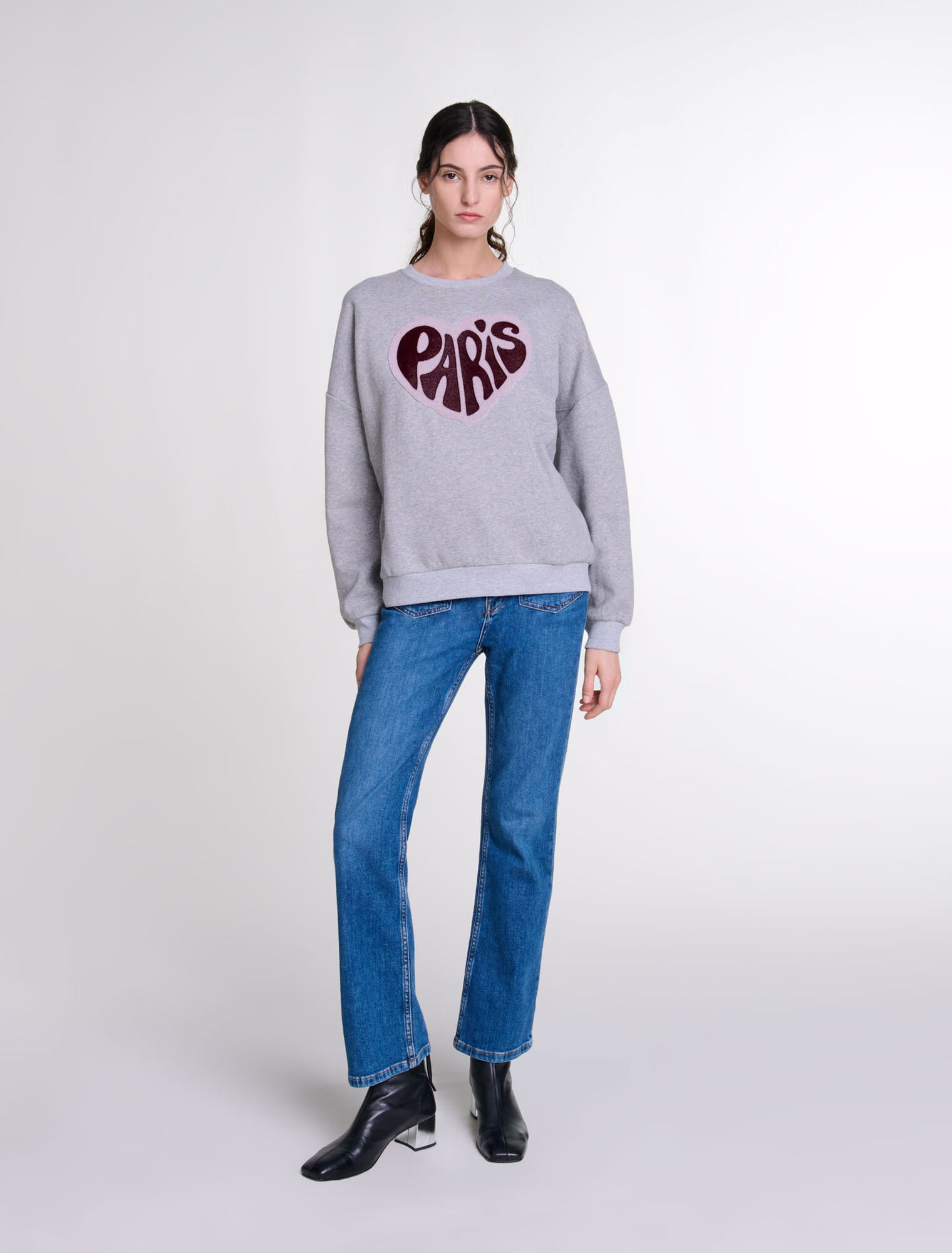 Paris heart patch sweatshirt