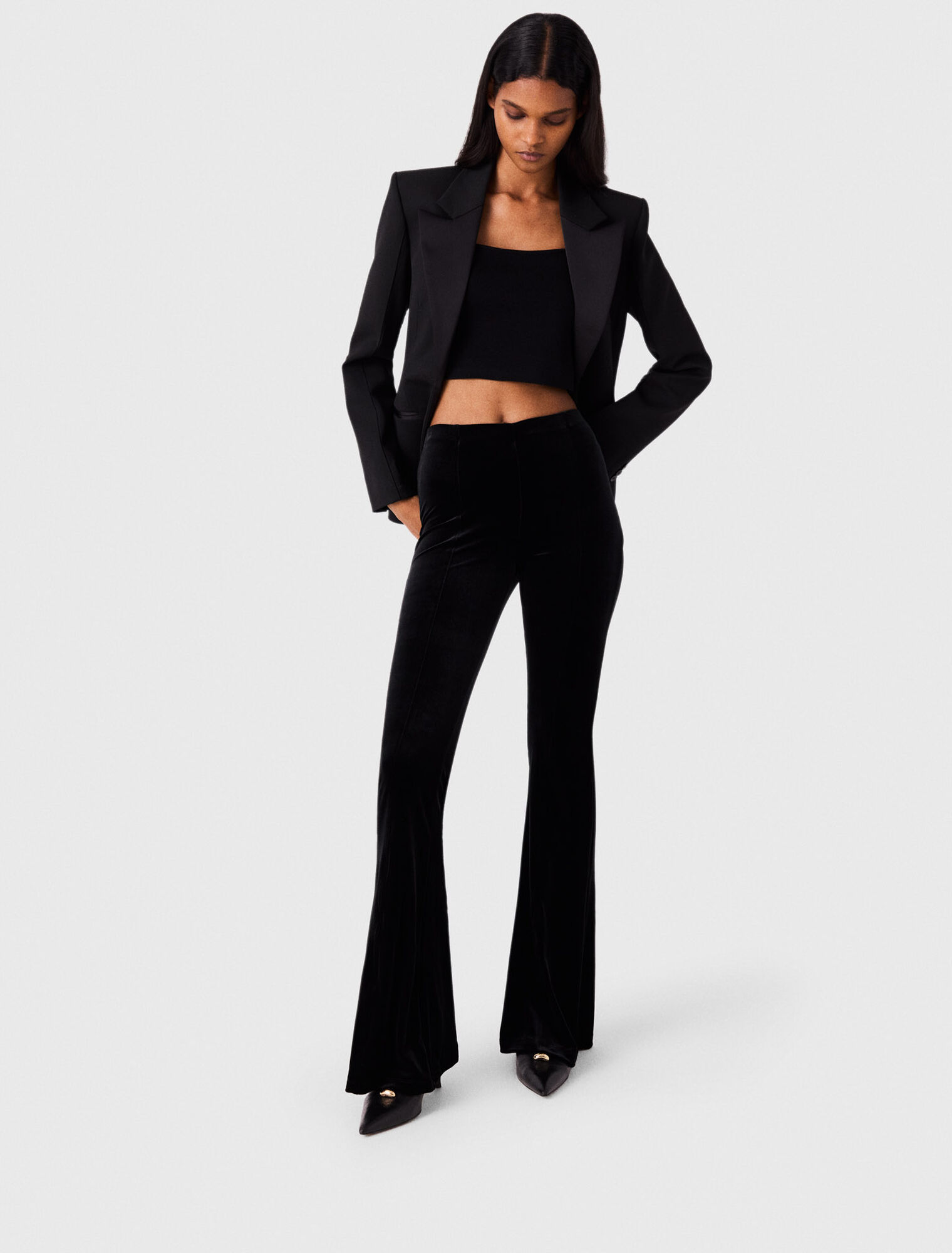Stretch velour trousers