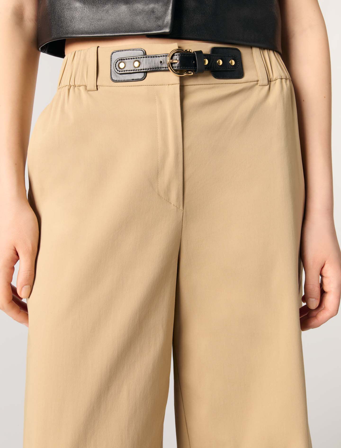 Wide-leg cotton trousers Brown for Women | Maje