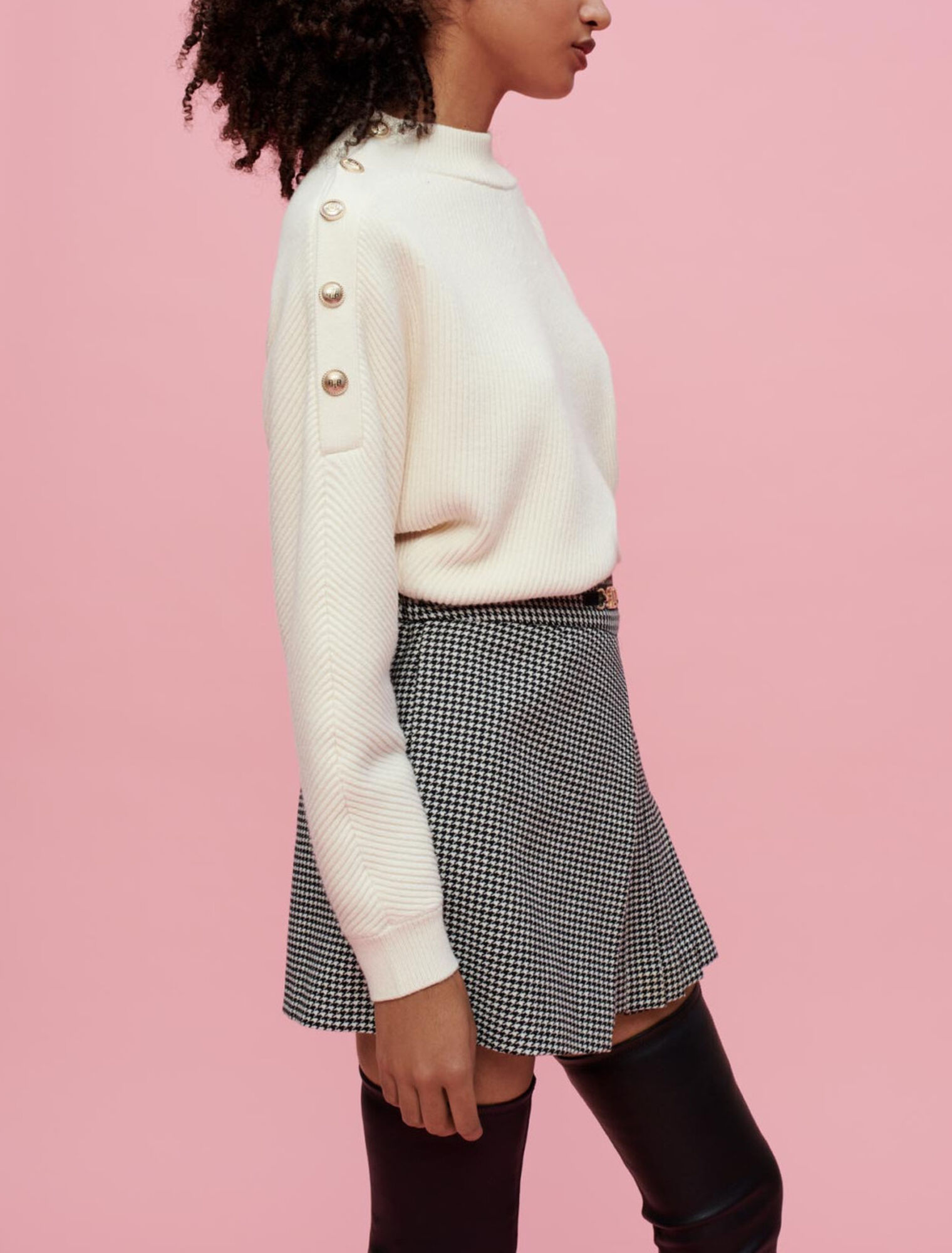 Trompe l'oeil houndstooth shorts