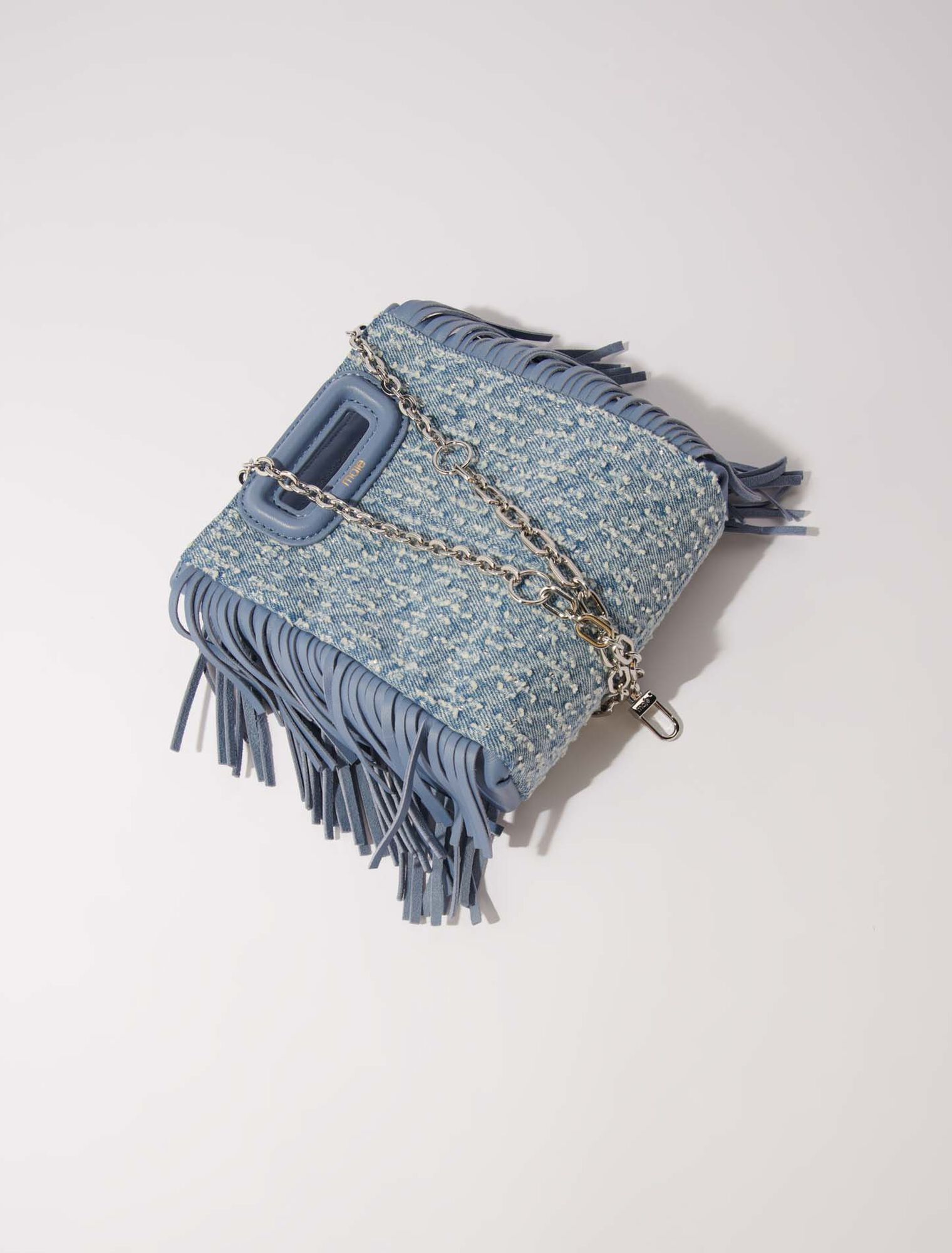 M mini bag in denim  with rhinestones