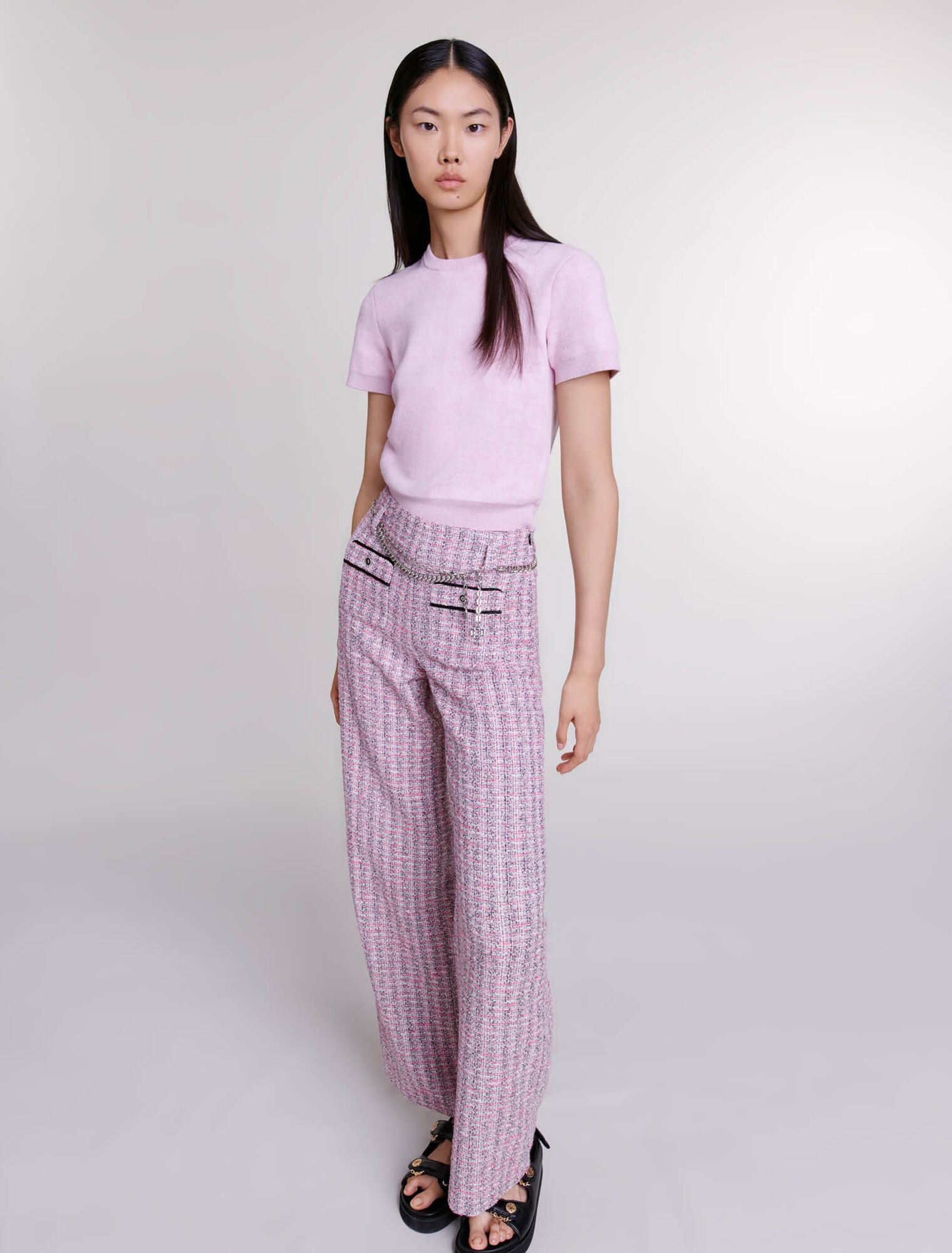 Cropped jacquard knit jumper