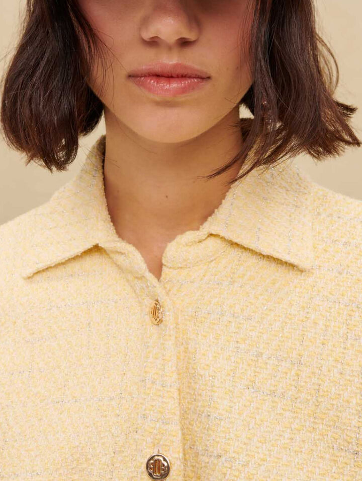 Asymmetrical lurex tweed dress