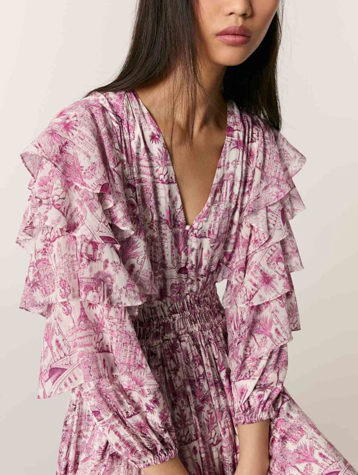 Patterned ruffled dress