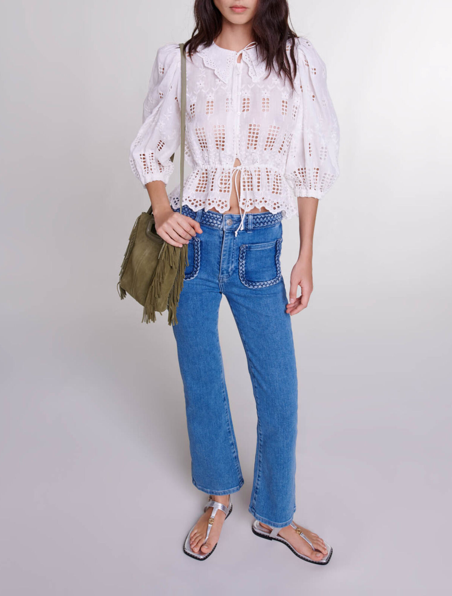 Jeans con detalles trenzados