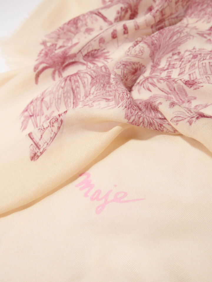 Patterned cashmere blend scarf