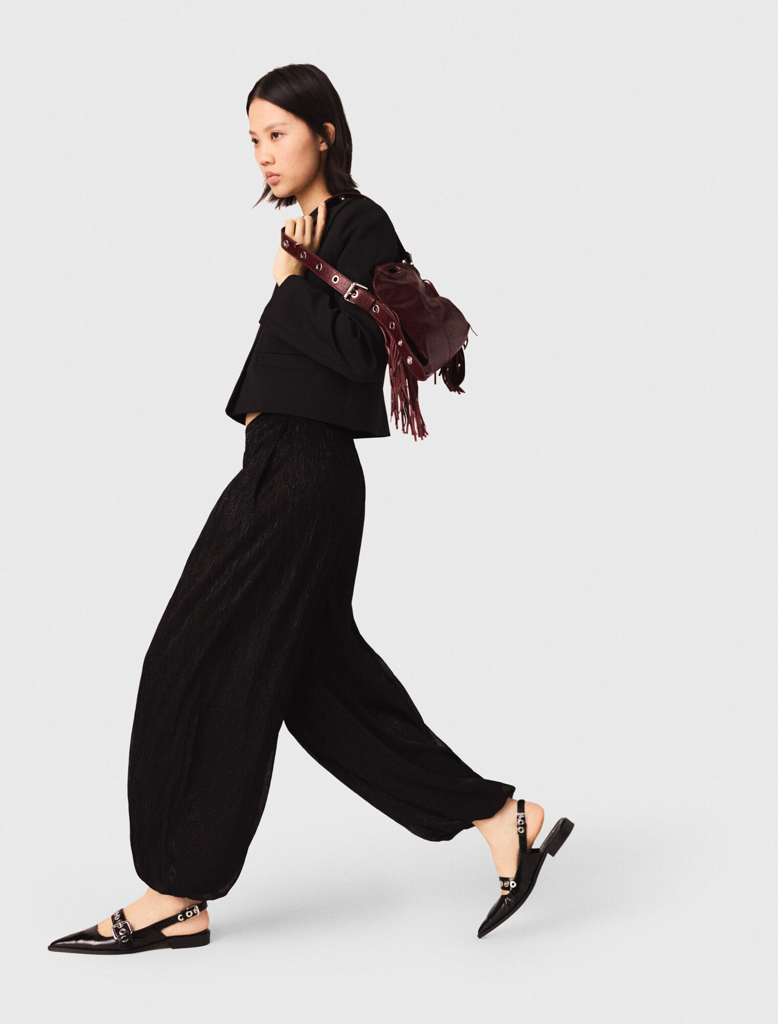 Metallic harem trousers