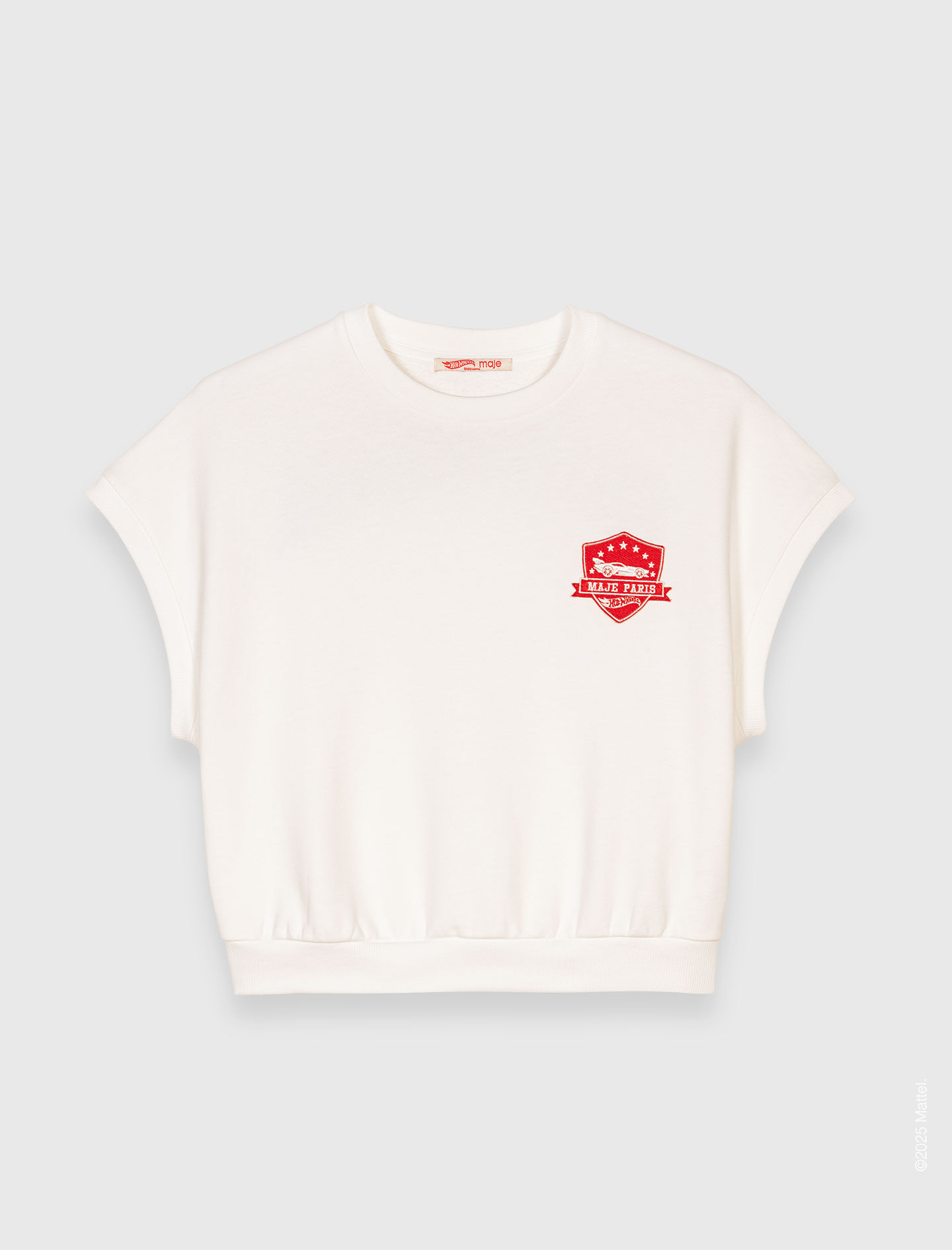 Embroidered logo crop sweatshirt White for Women | Maje