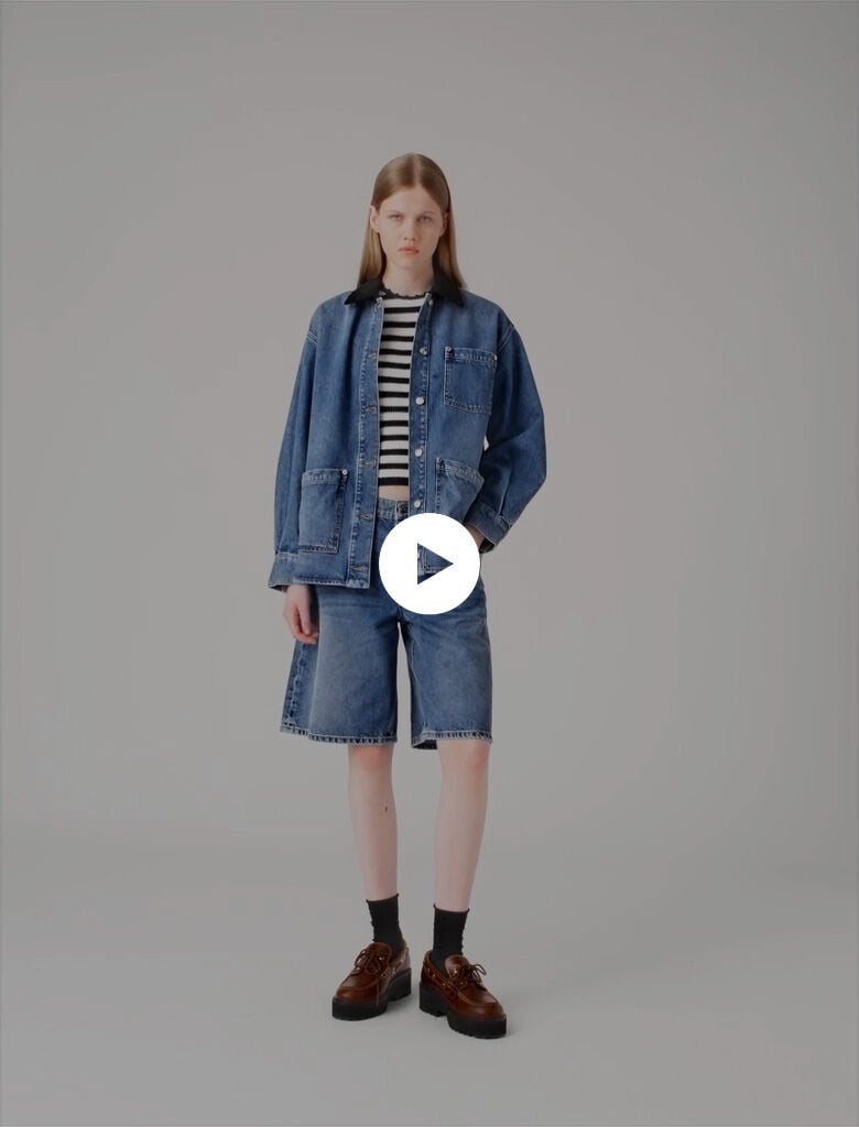 maje ジャケット Denim jacket with rhinestones