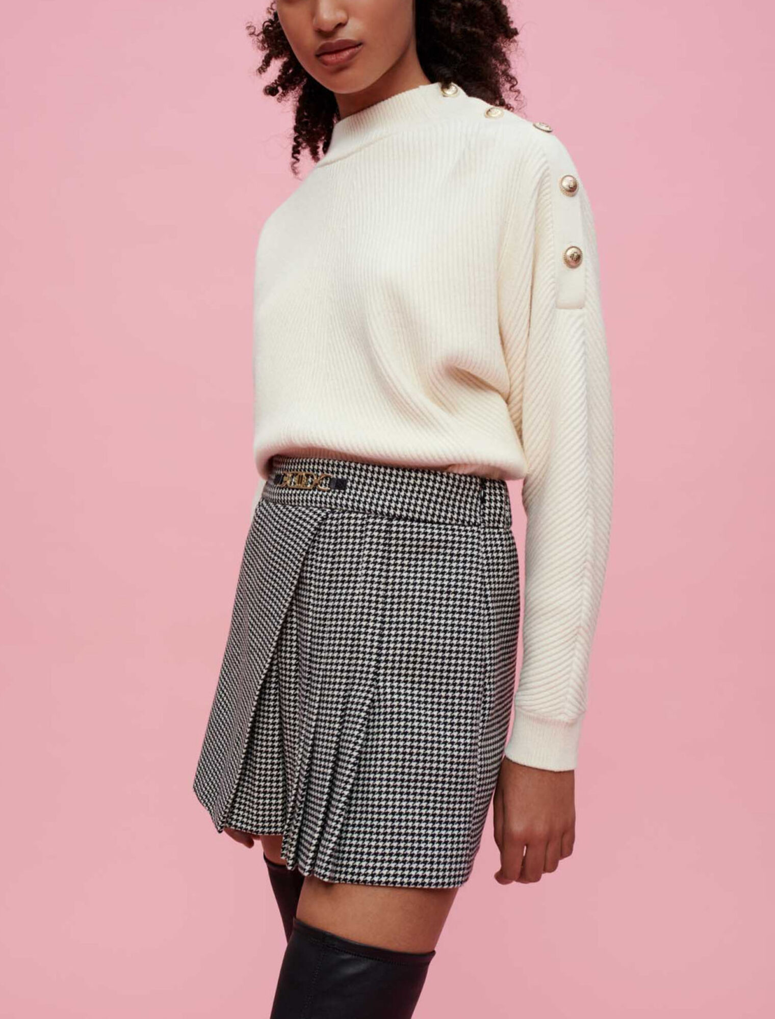 Trompe l'oeil houndstooth shorts