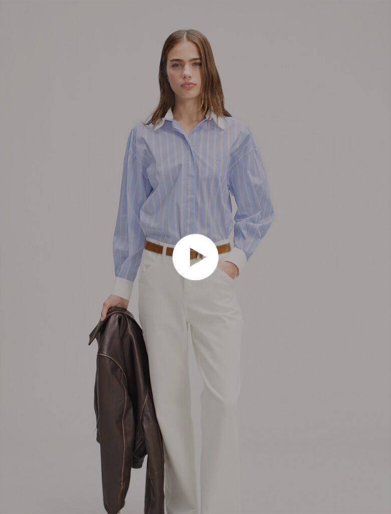 Striped shirt with beaded collar - Short sleeves | Maje