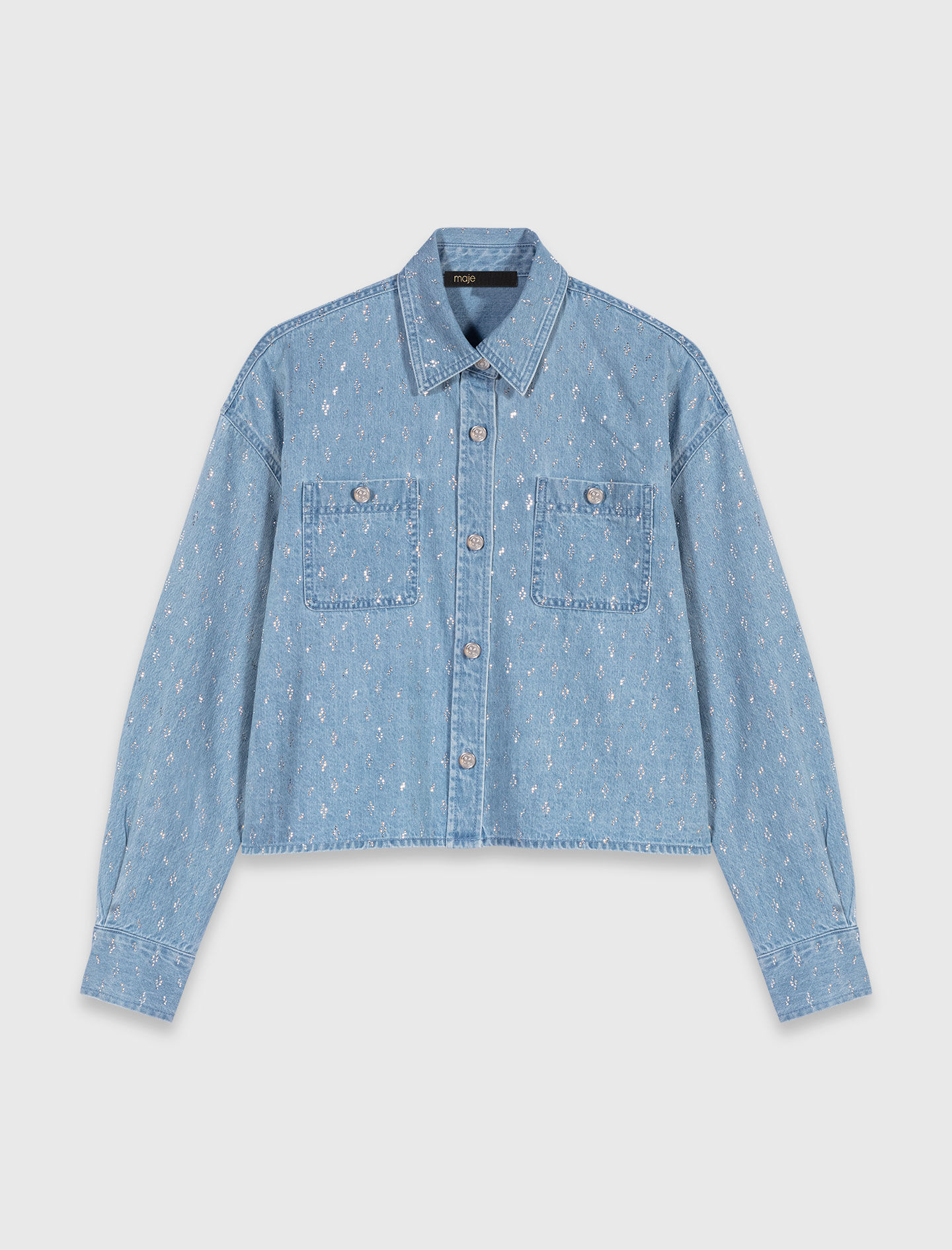 トップス maho Short rhinestone denim shirt Blue for Women | Maje