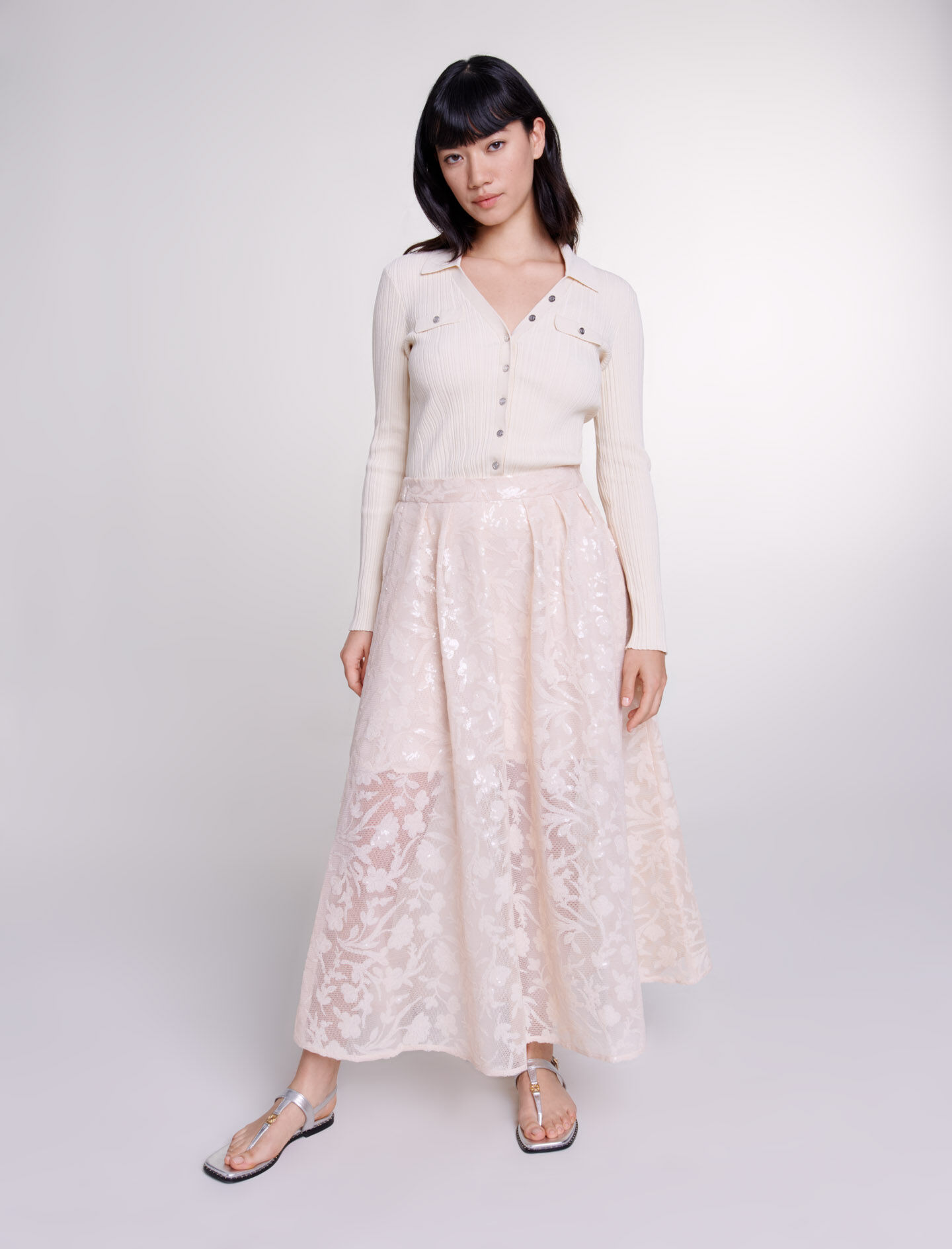 【ESC STUDIO】25SS★ maxi dot corsage skirt Wanderdoll corsage detail bandeau crop top and corsage