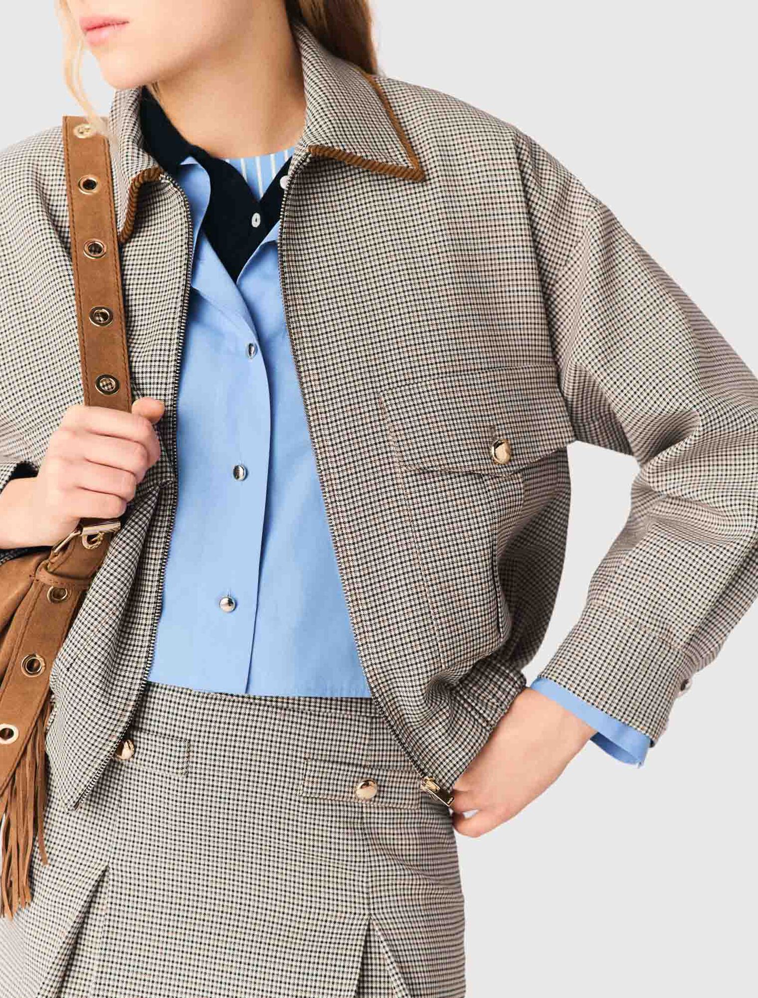 Checked bomber jacket