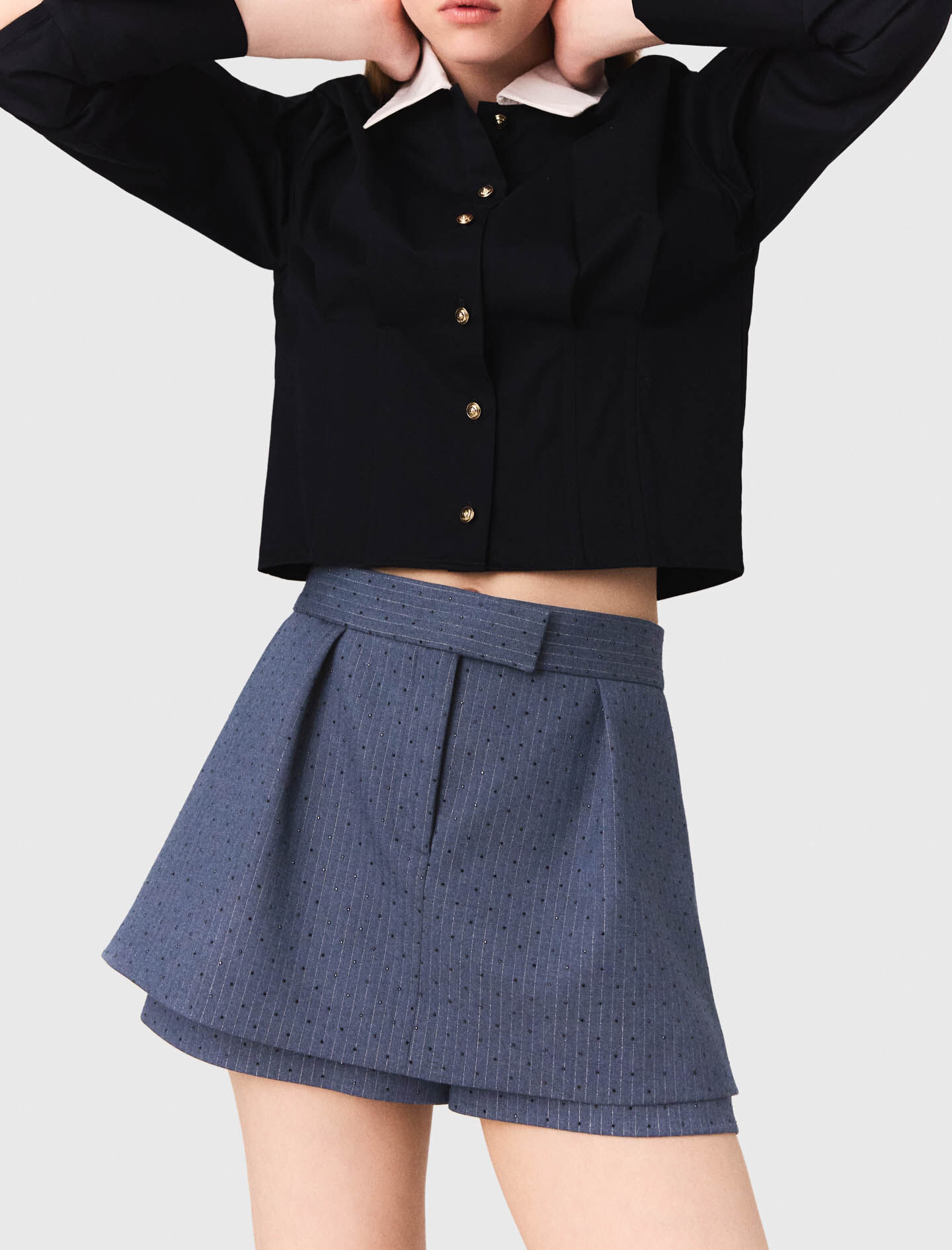 Rhinestone shorts Blue for Women | Maje