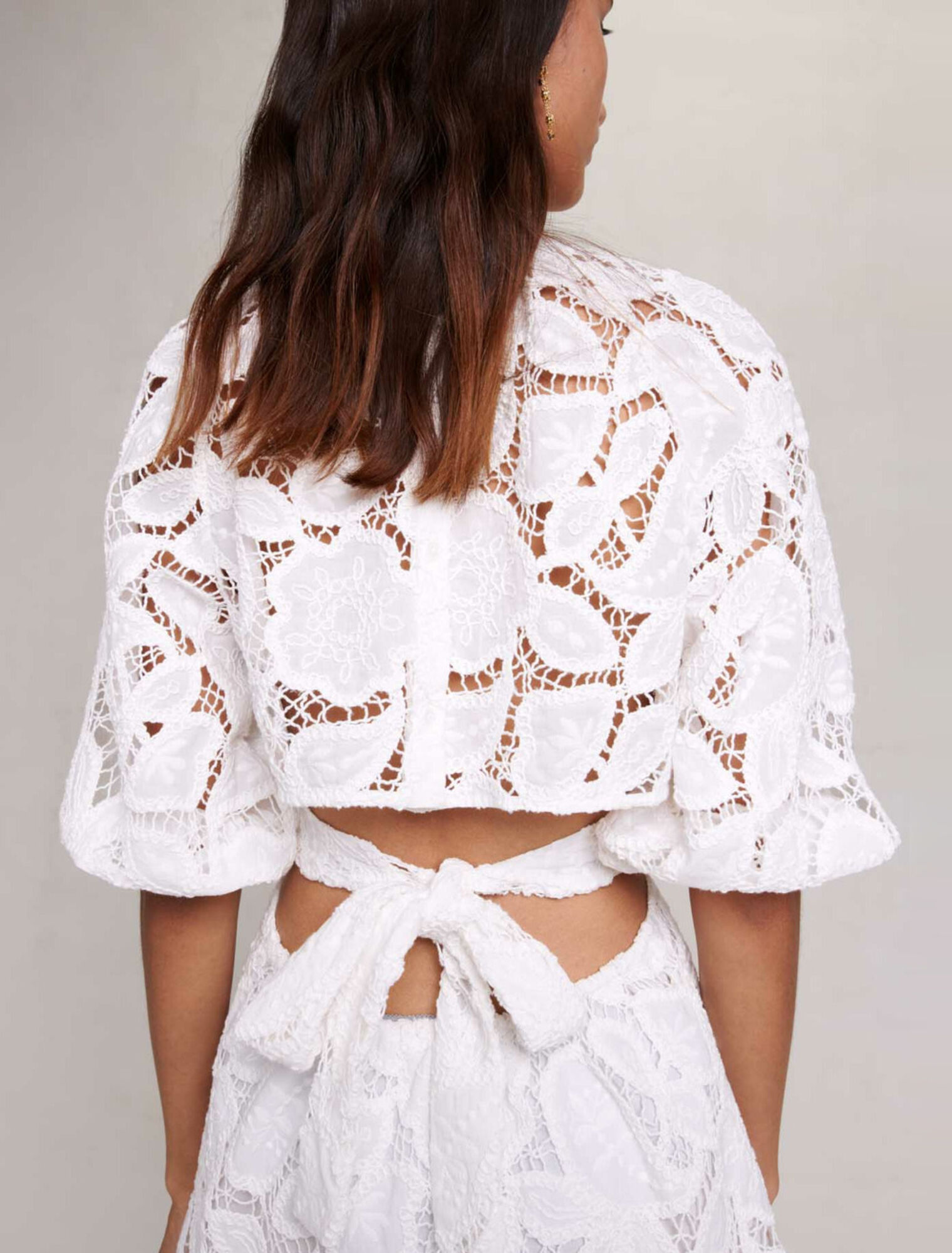 Embroidered cotton short dress