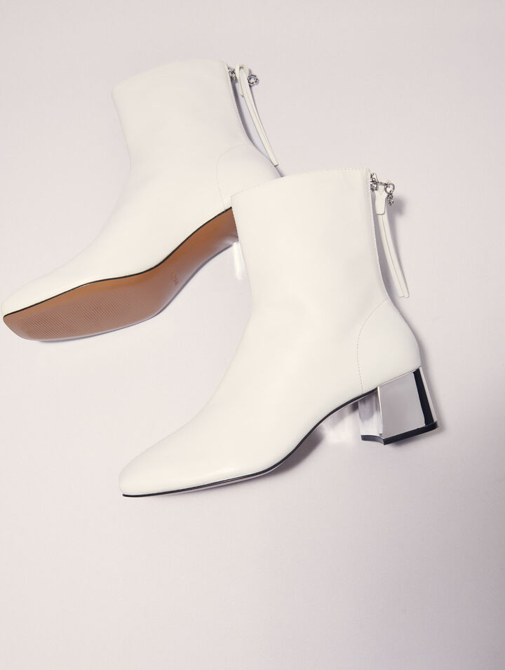 Square-toed leather boots