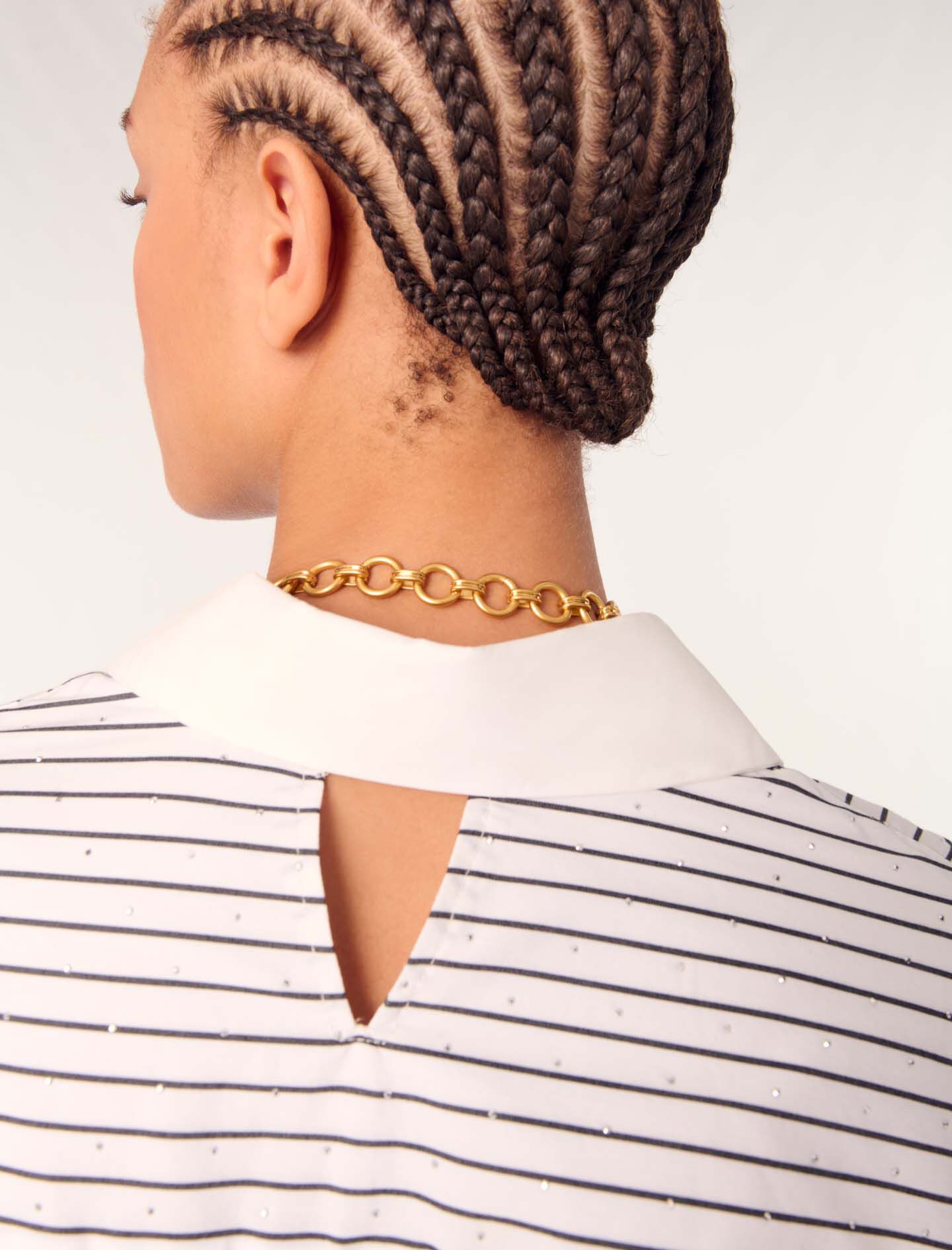Rhinestone striped shirt Bicolor for Women | Maje
