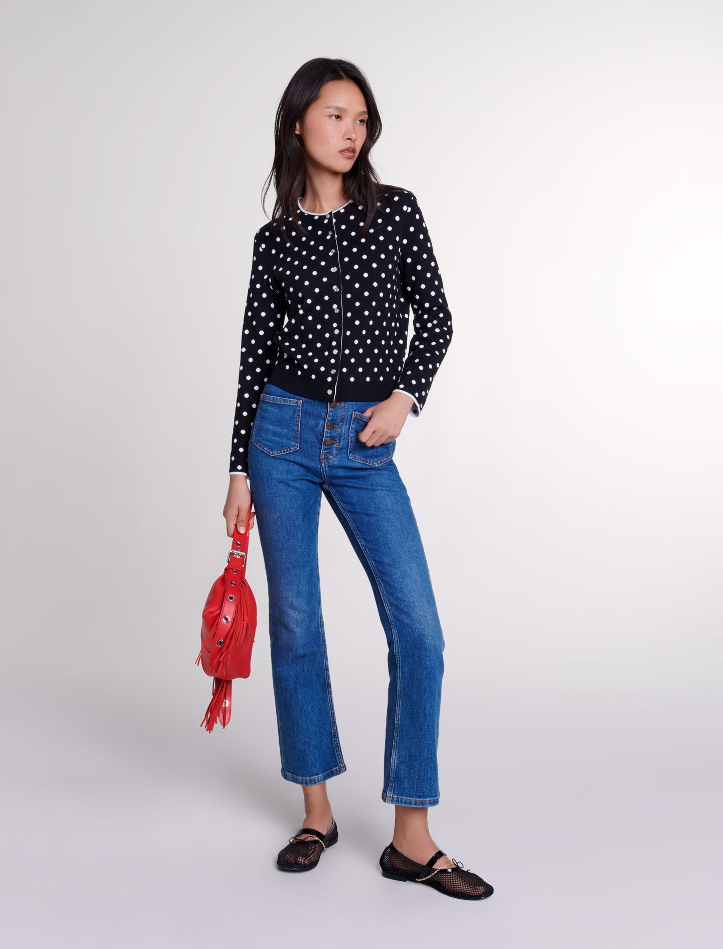 Maje fancy lurex knit cardigan top
