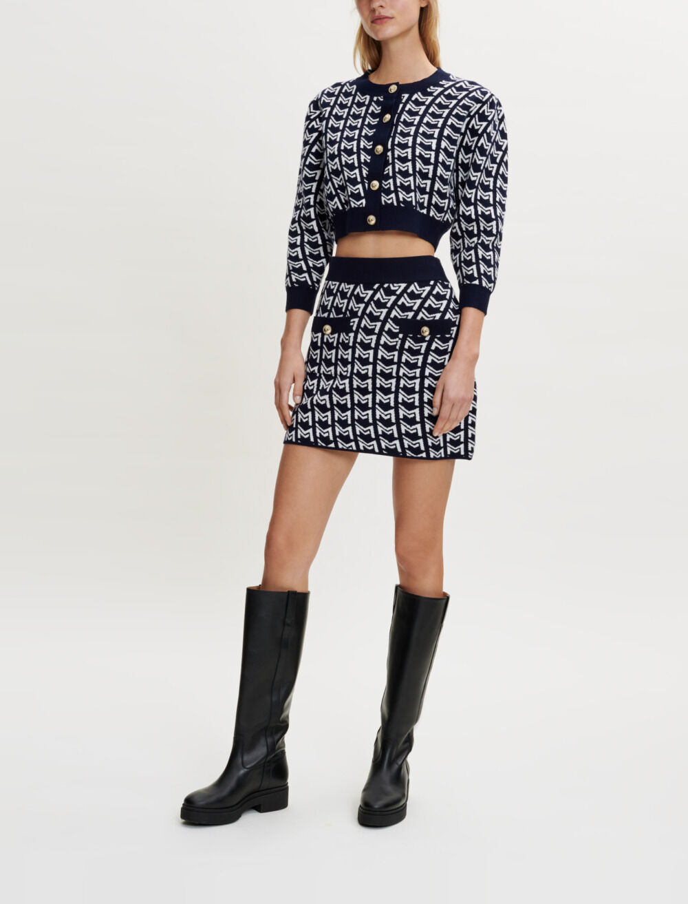 Monogrammed jacquard skirt