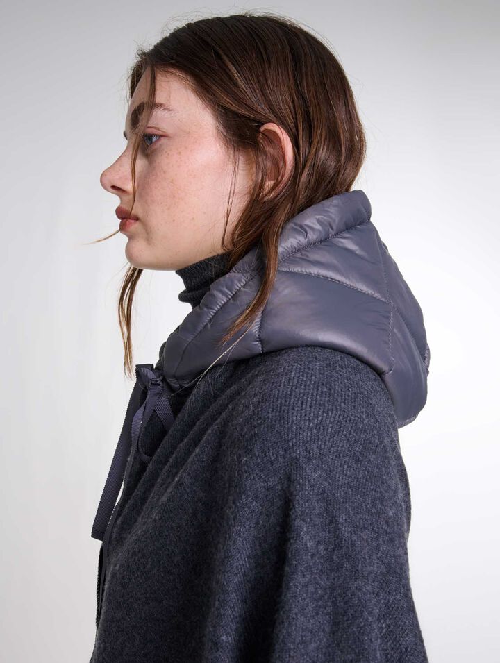 Hooded wool poncho