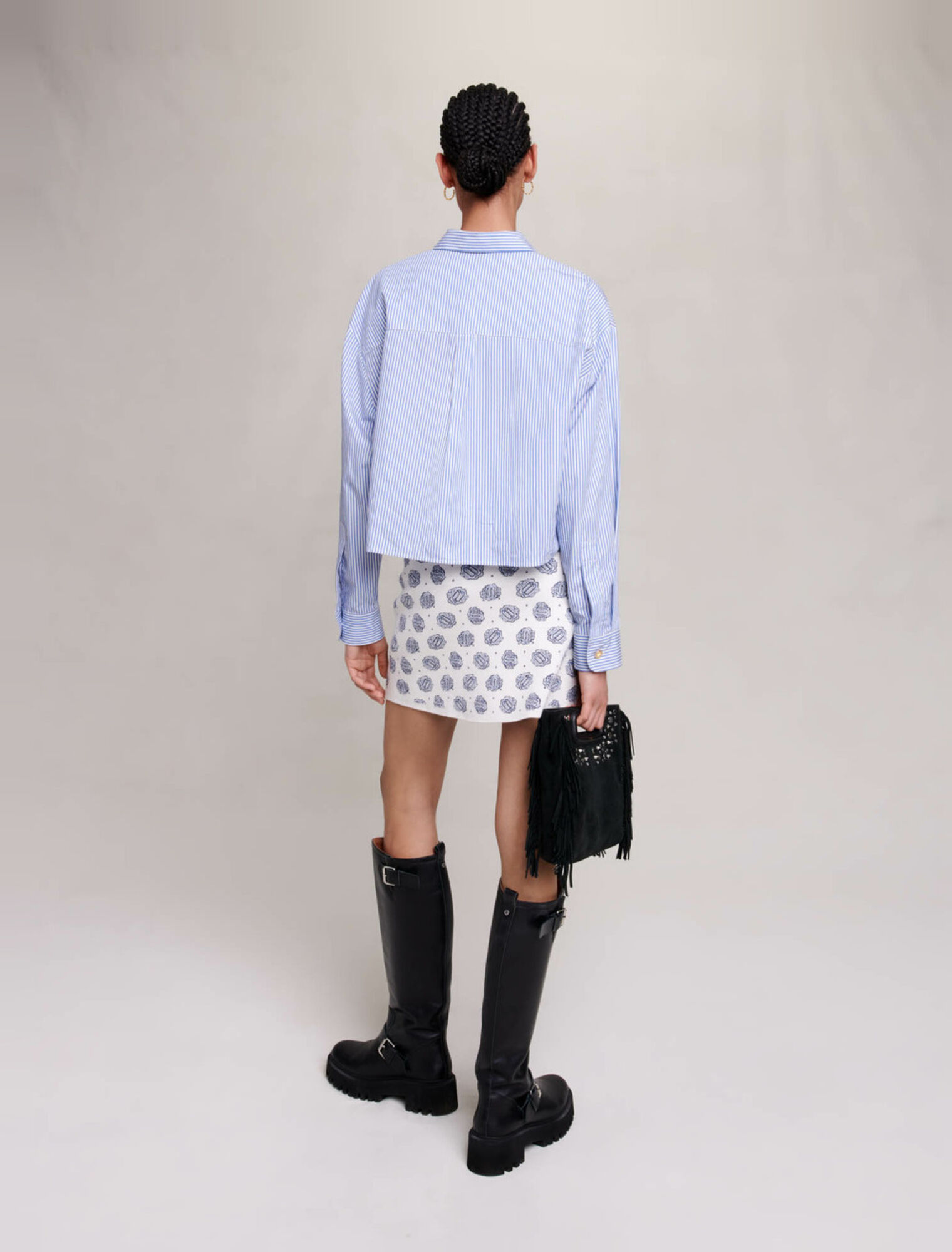Monogrammed knit skirt