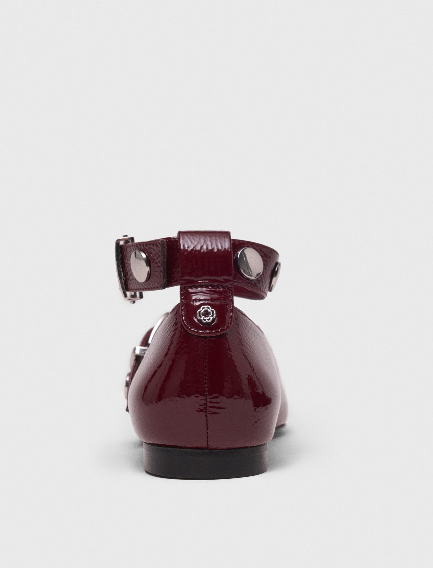 Studded leather Mary Jane flats Red for Women | Maje