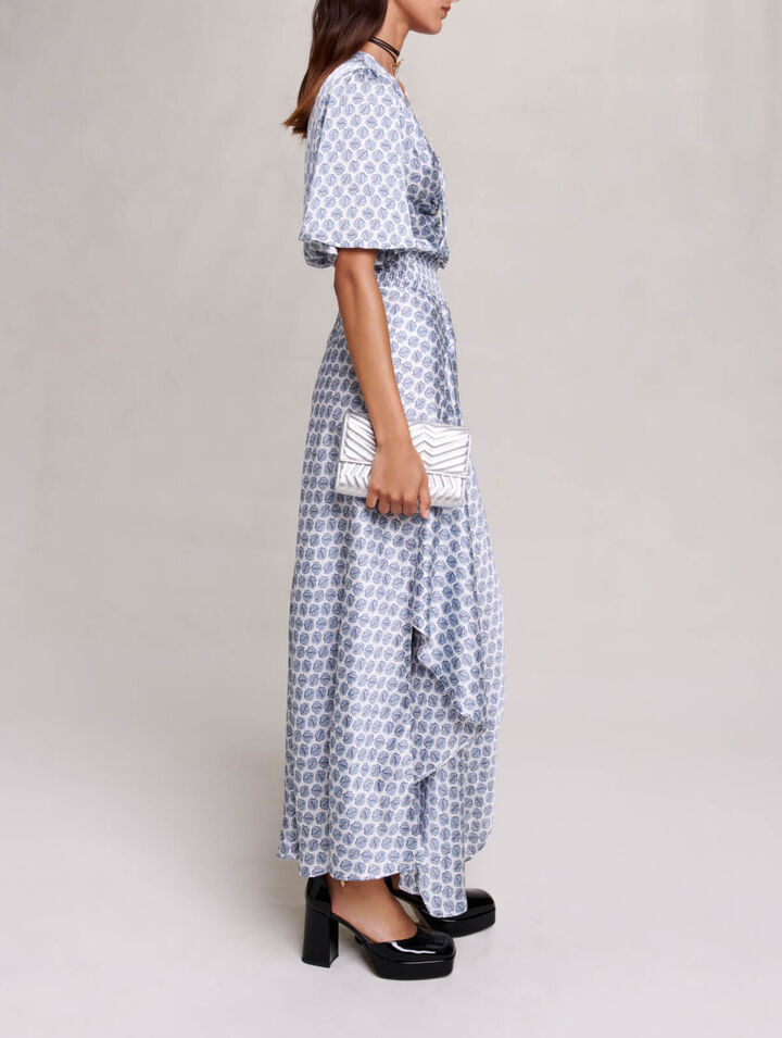 Long asymmetric satin dress