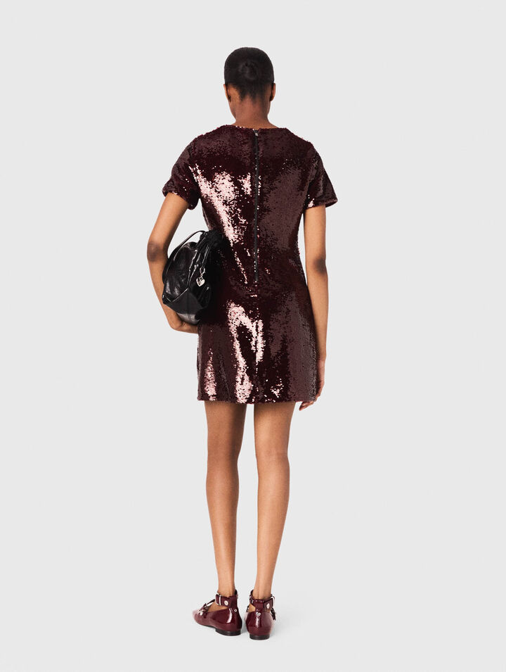Embroidered sequin short dress
