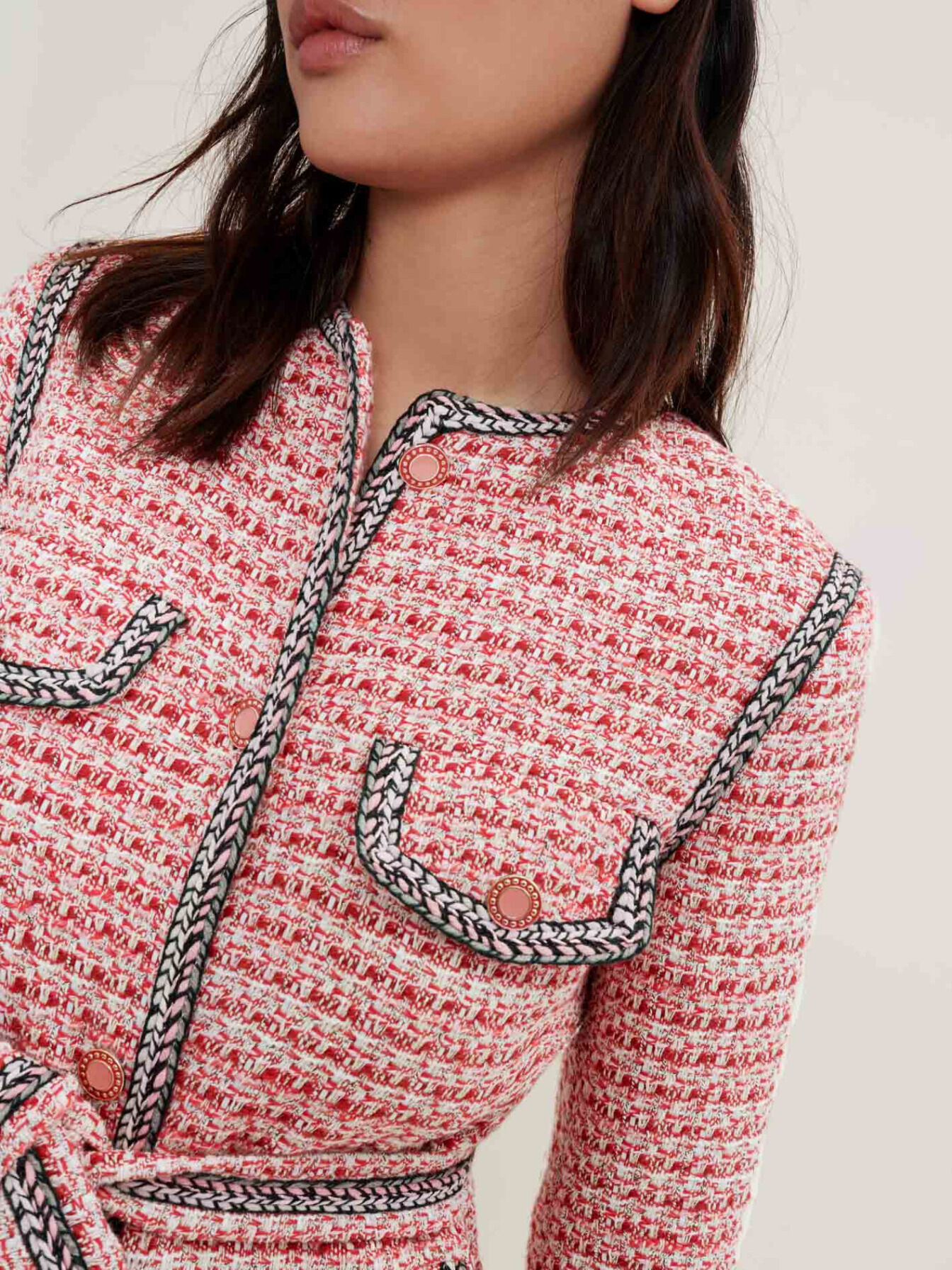 Tweed jacket with ethnic braids - Offline_Blazers-Jackets | Maje