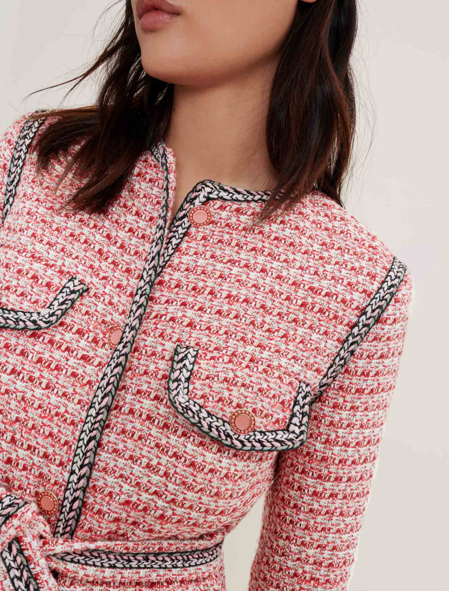 Tweed jacket with ethnic braids