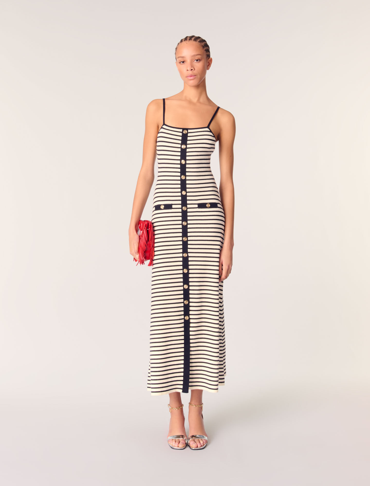 Rib knit maxi dress Blue - Maxi dresses | Maje