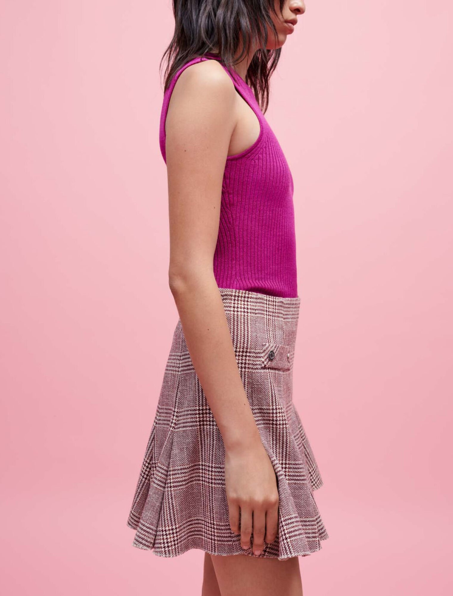 Checked skirt with godets