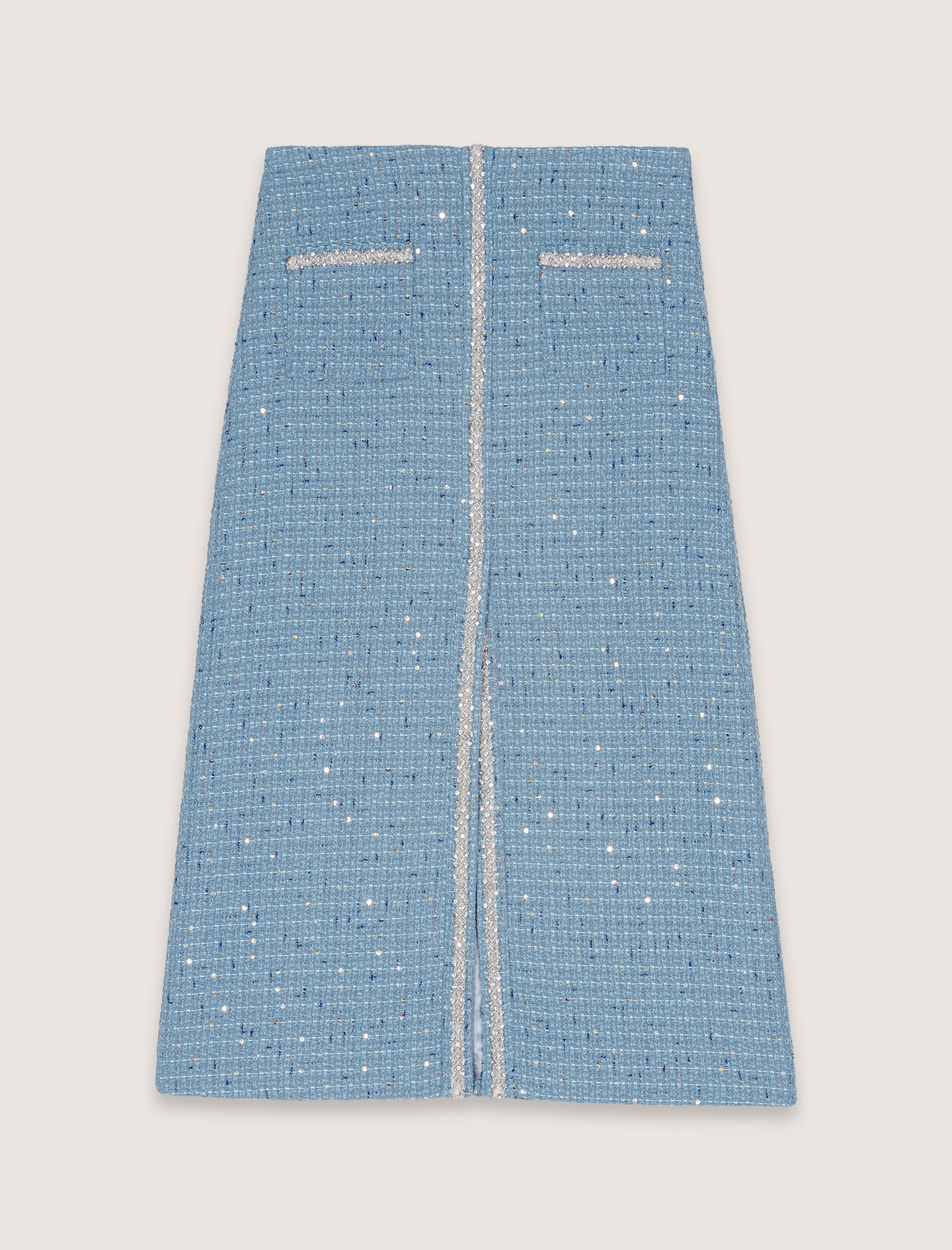 Sequin tweed midi skirt Blue for Women | Maje