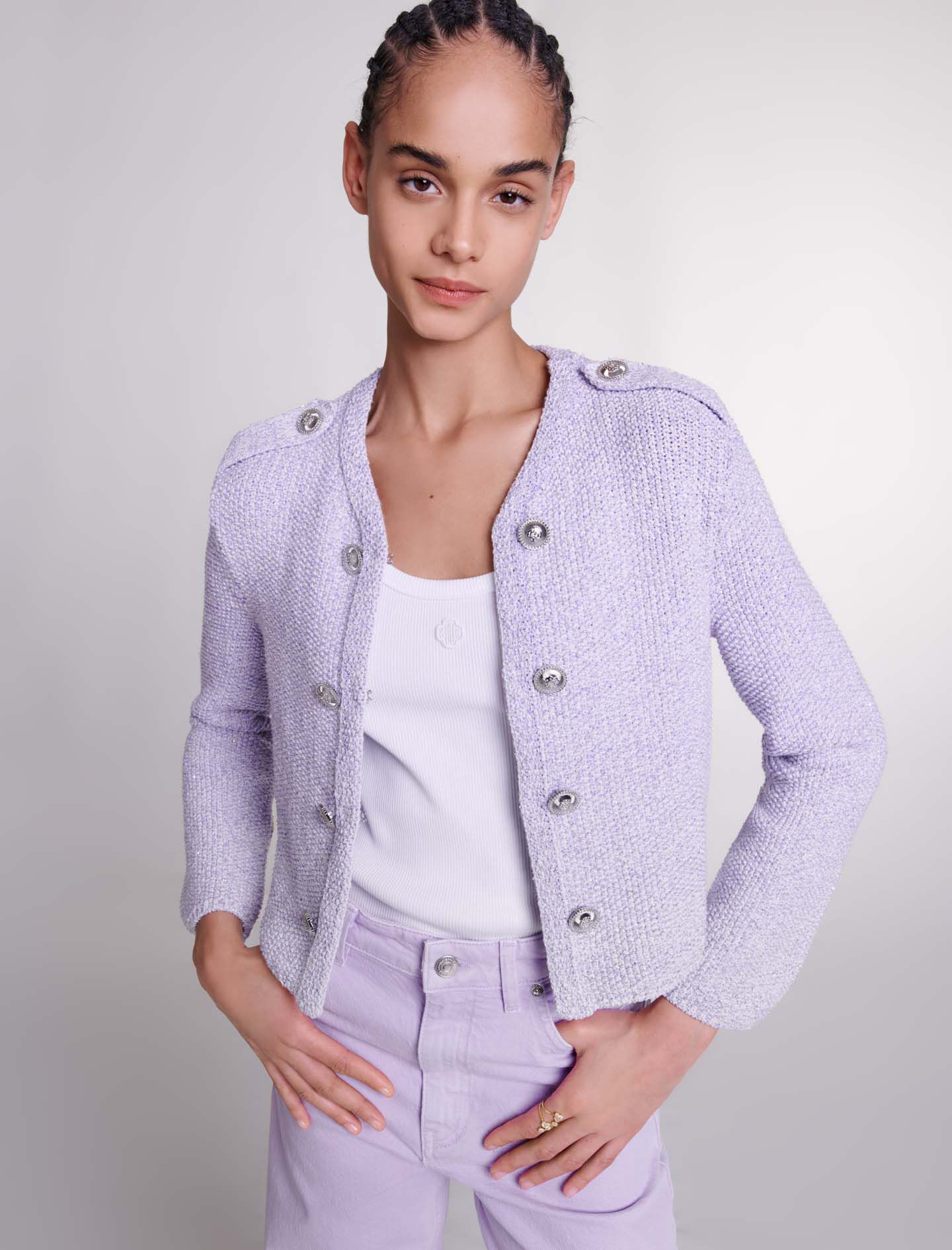 Cropped glitter knit cardigan Cardigans Maje