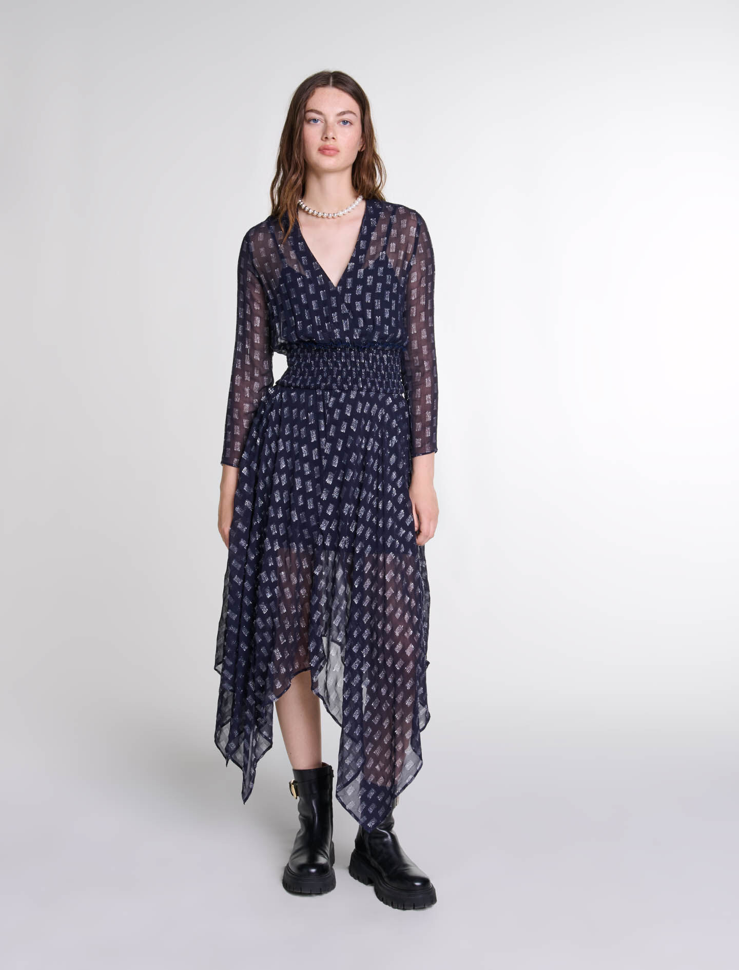 Asymmetrical floral maxi dress Maxi dresses Maje