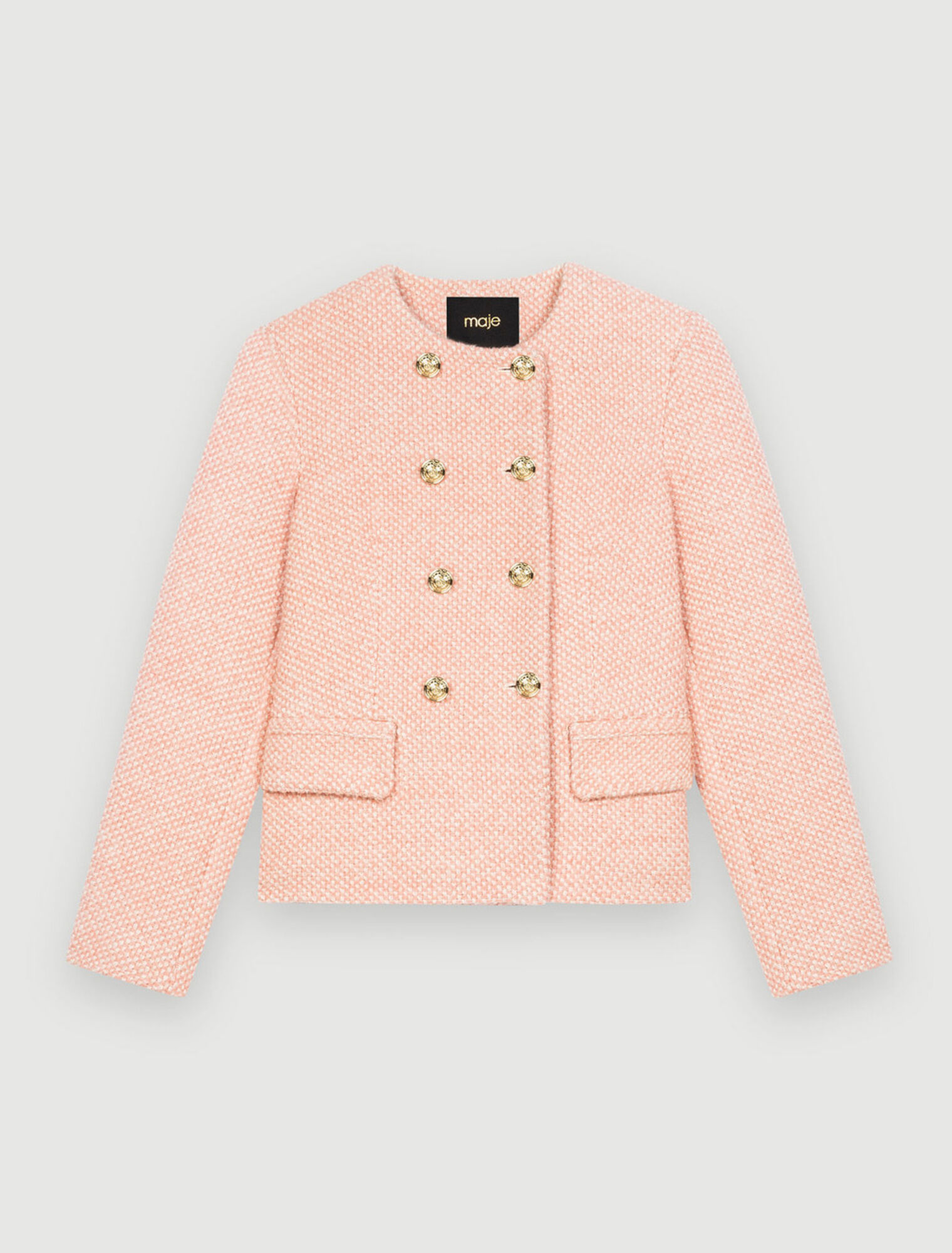 Pink and ecru marl tweed jacket