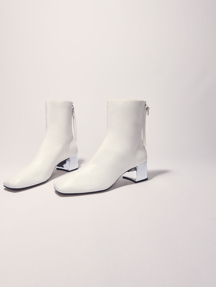 Square-toed leather boots