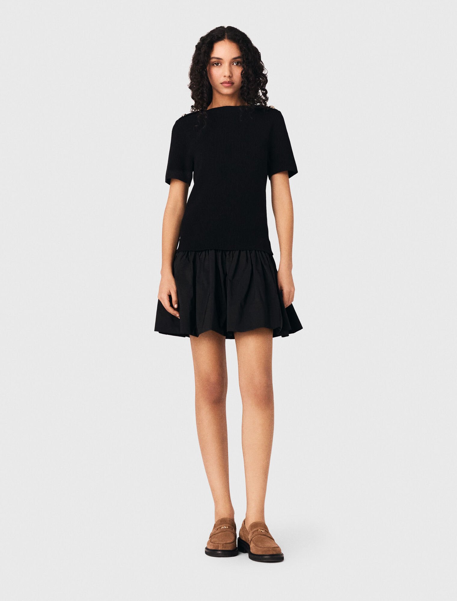 Short knit and taffeta dress